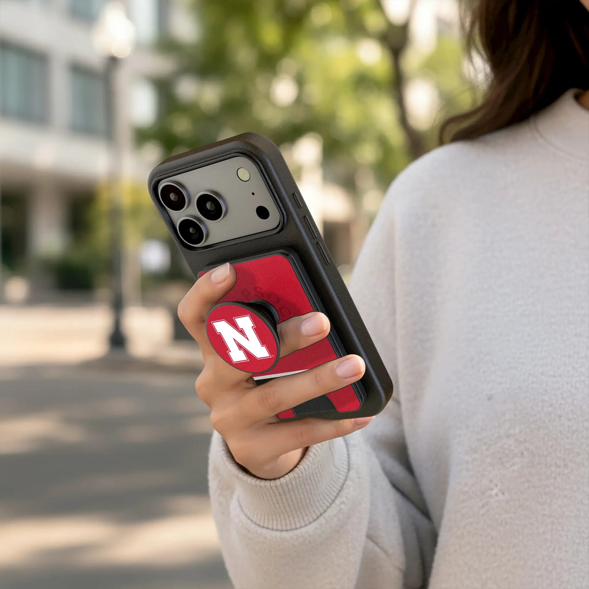 University of Nebraska Huskers Block N Stripe Popsockets Wallet Magnetic - Lifestyle