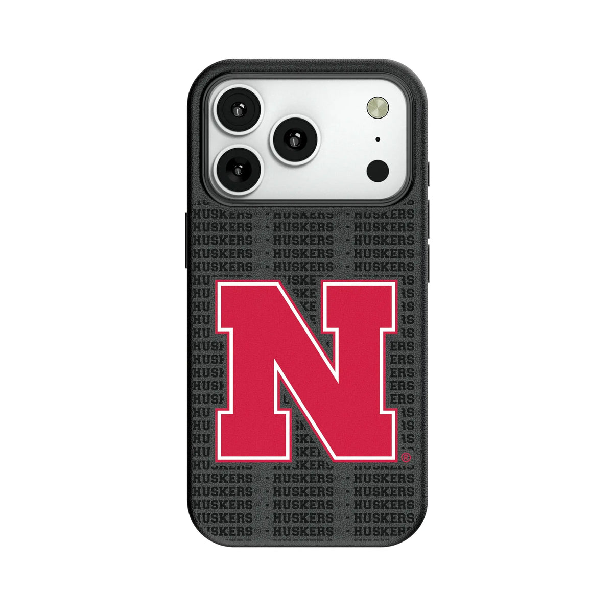 University of Nebraska Huskers Block N Text Backdrop MagSafe Compatible Phone Case for Apple iPhone
