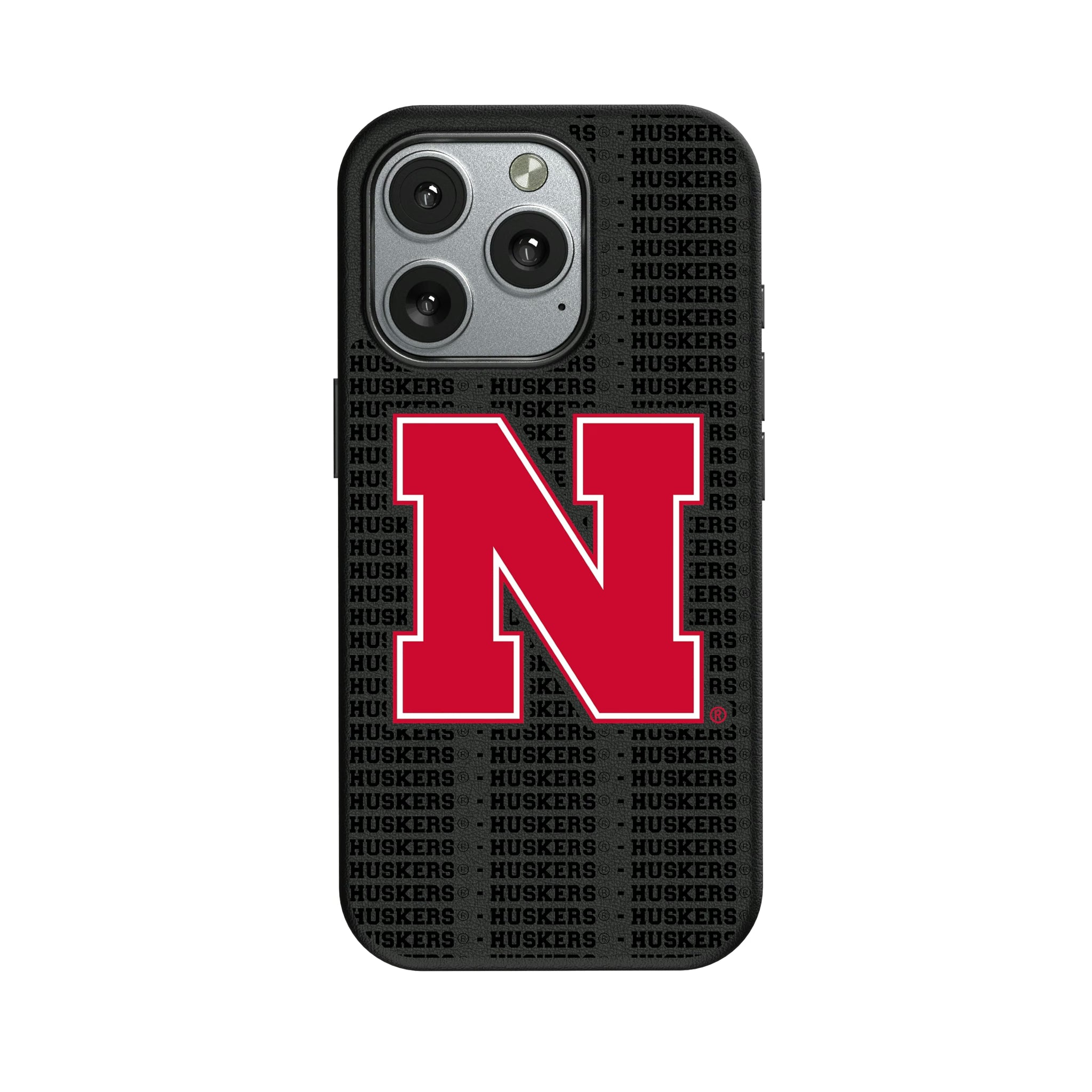 University of Nebraska Huskers Block N Text Backdrop iPhone MagSafe Compatible Phone Case for Apple iPhone