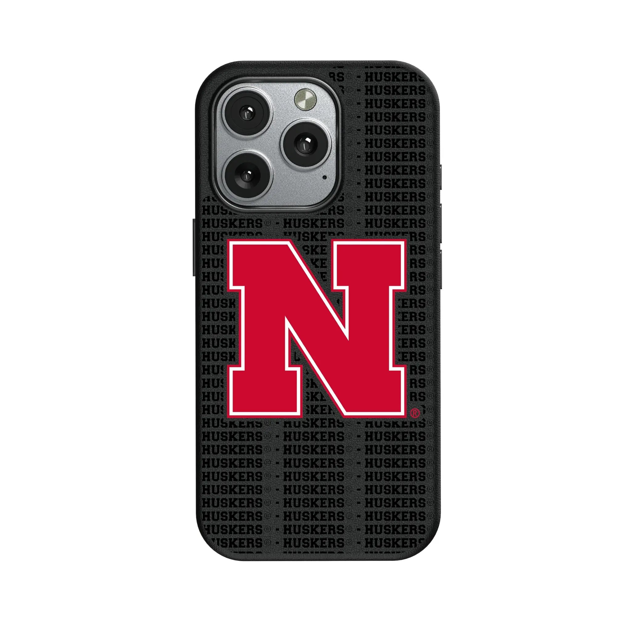 University of Nebraska Huskers Block N Text Backdrop iPhone MagSafe Compatible Phone Case for Apple iPhone