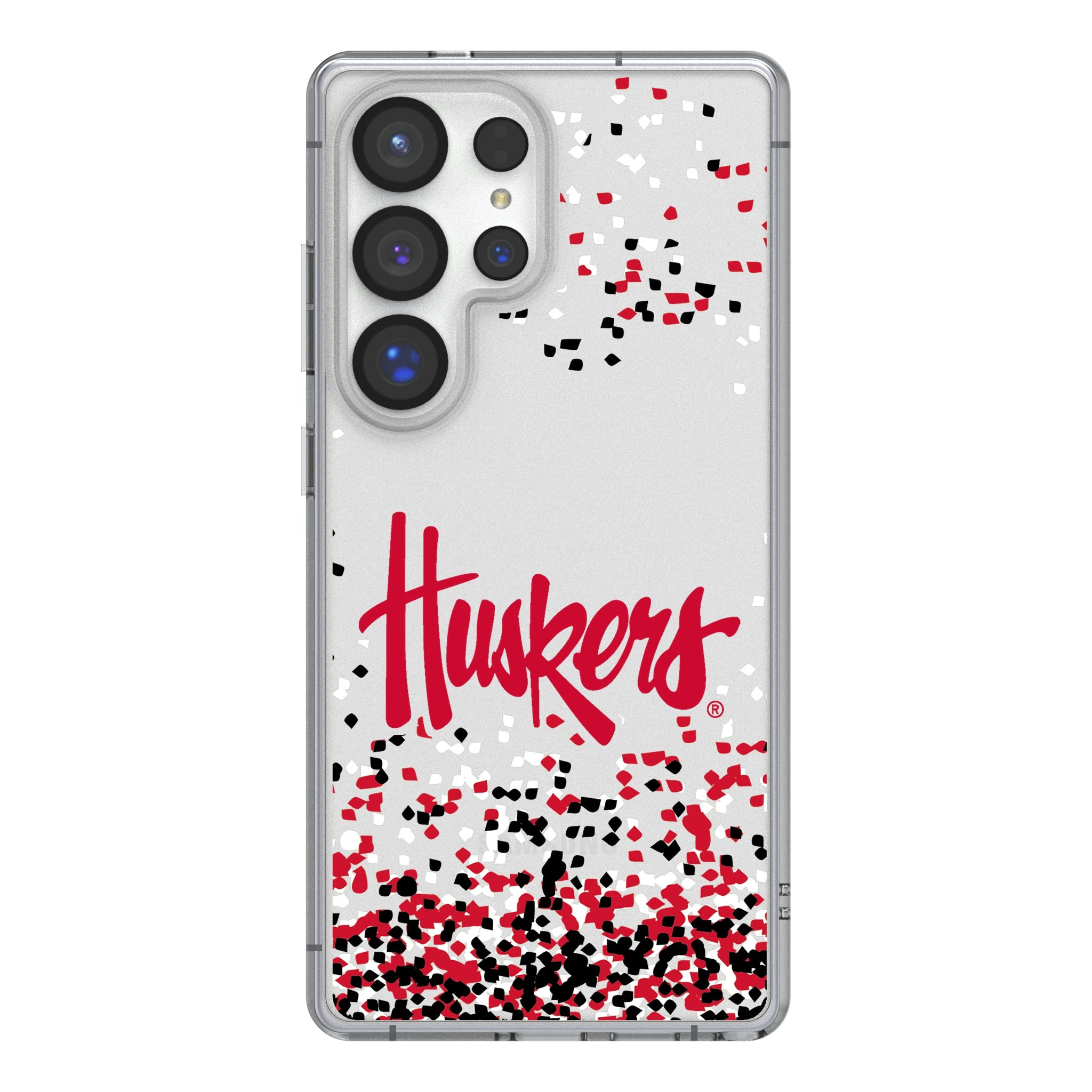 University of Nebraska Huskers Confetti Galaxy Clear Phone Case for Samsung Galaxy