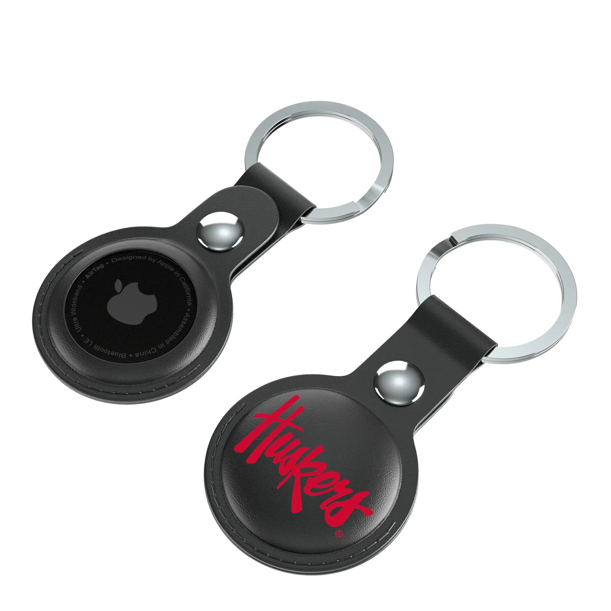 University of Nebraska Huskers Insignia AirTag Black Airtag Holder 2-Pack - Isometric View