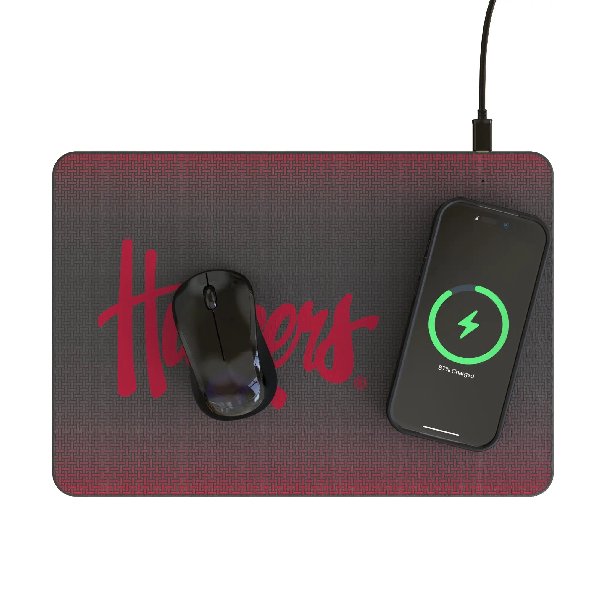 University of Nebraska Huskers Linen 15-Watt Wireless Charger and Mouse Pad - Lifestyle