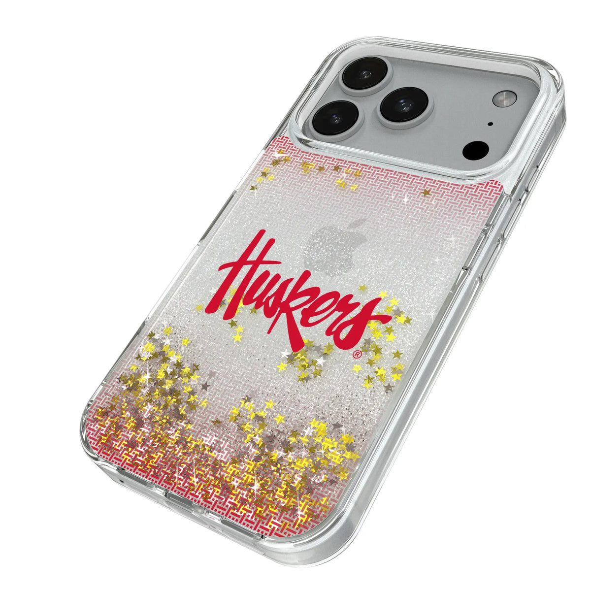 University of Nebraska Huskers Linen iPhone Glitter Phone Case for Apple iPhone - Isometric View#Device_iPhone 18 Pro