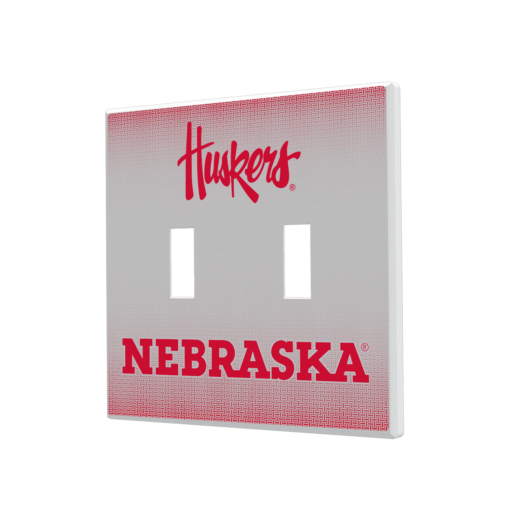 University of Nebraska Huskers Linen Hidden-Screw Light Switch Plate#Style_Double Toggle