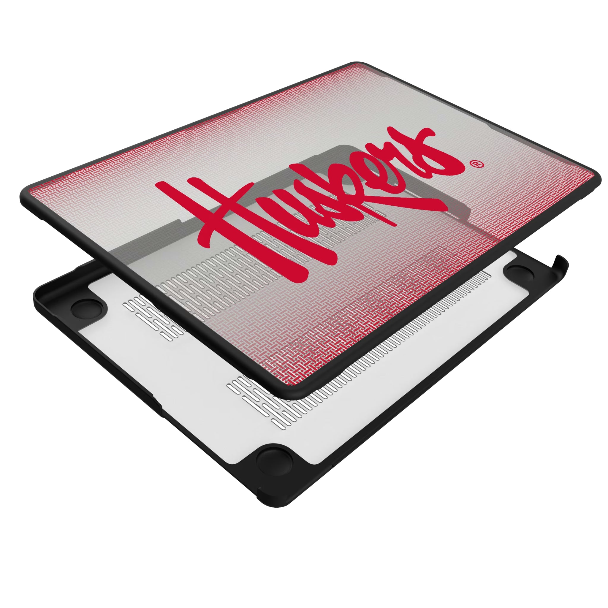 University of Nebraska Huskers Linen MacBook Laptop Case for Apple MacBook - Isometric View#Device_MacBook Pro (14-inch, 2021) / MacBook Pro (14-inch, 2023) / MacBook Pro (14-inch, 2024)