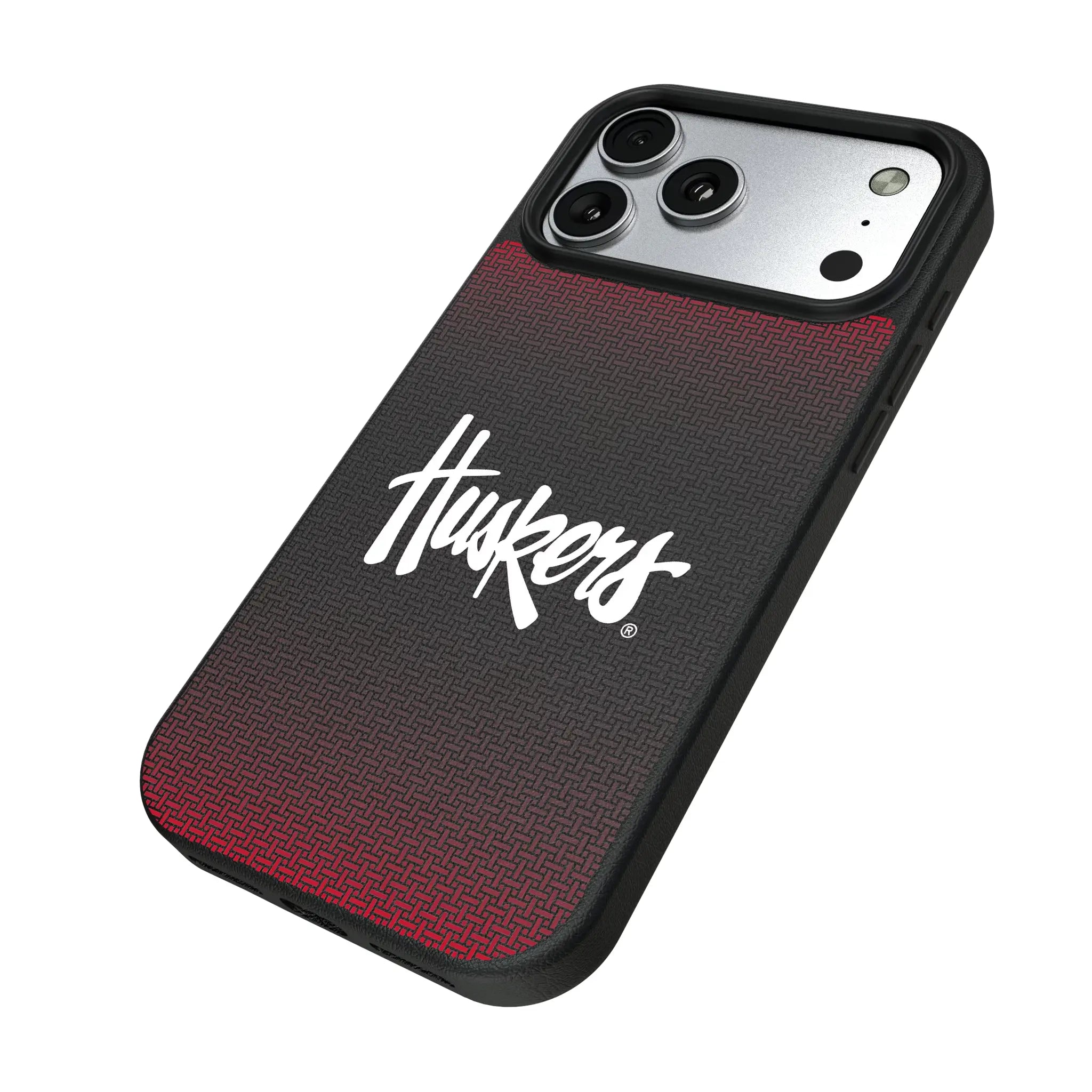 University of Nebraska Huskers Linen iPhone MagSafe Compatible Phone Case for Apple iPhone - Isometric View#Device_iPhone 17 Pro Max