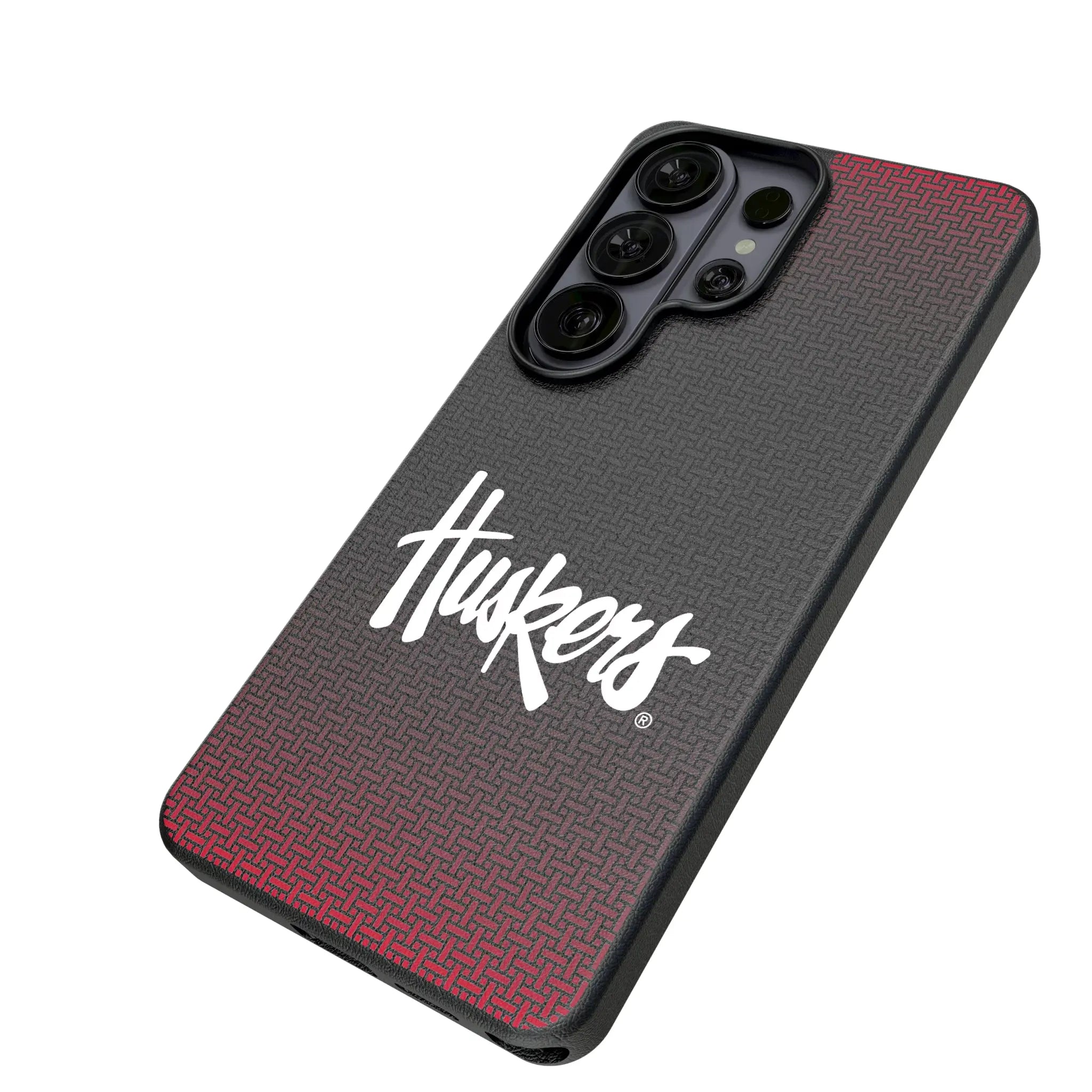 University of Nebraska Huskers Linen Galaxy MagSafe Compatible Phone Case for Samsung Galaxy - Isometric View#Device_Galaxy S26 Ultra