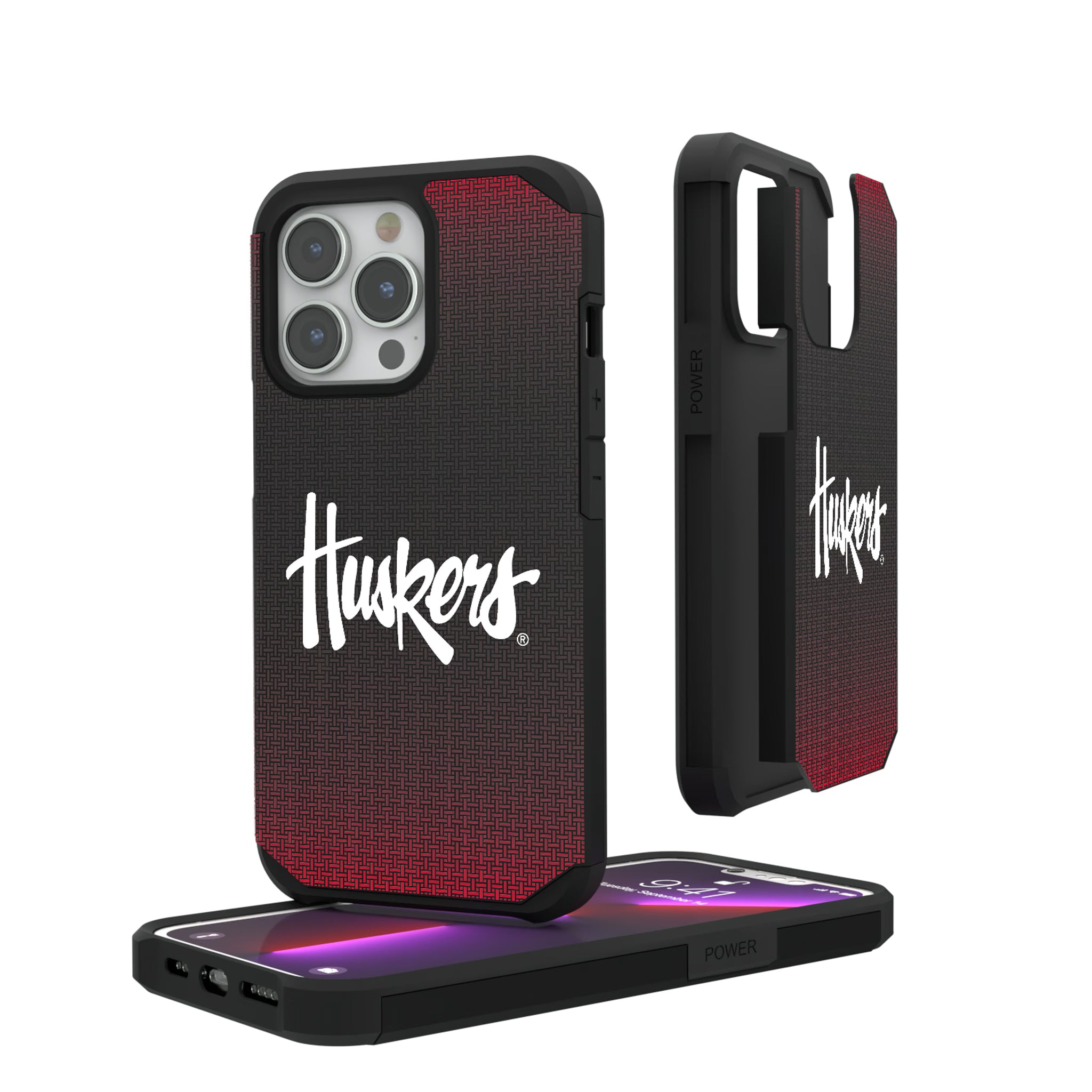 University of Nebraska Huskers Linen iPhone Rugged Phone Case for Apple iPhone#Device_iPhone 13 Pro