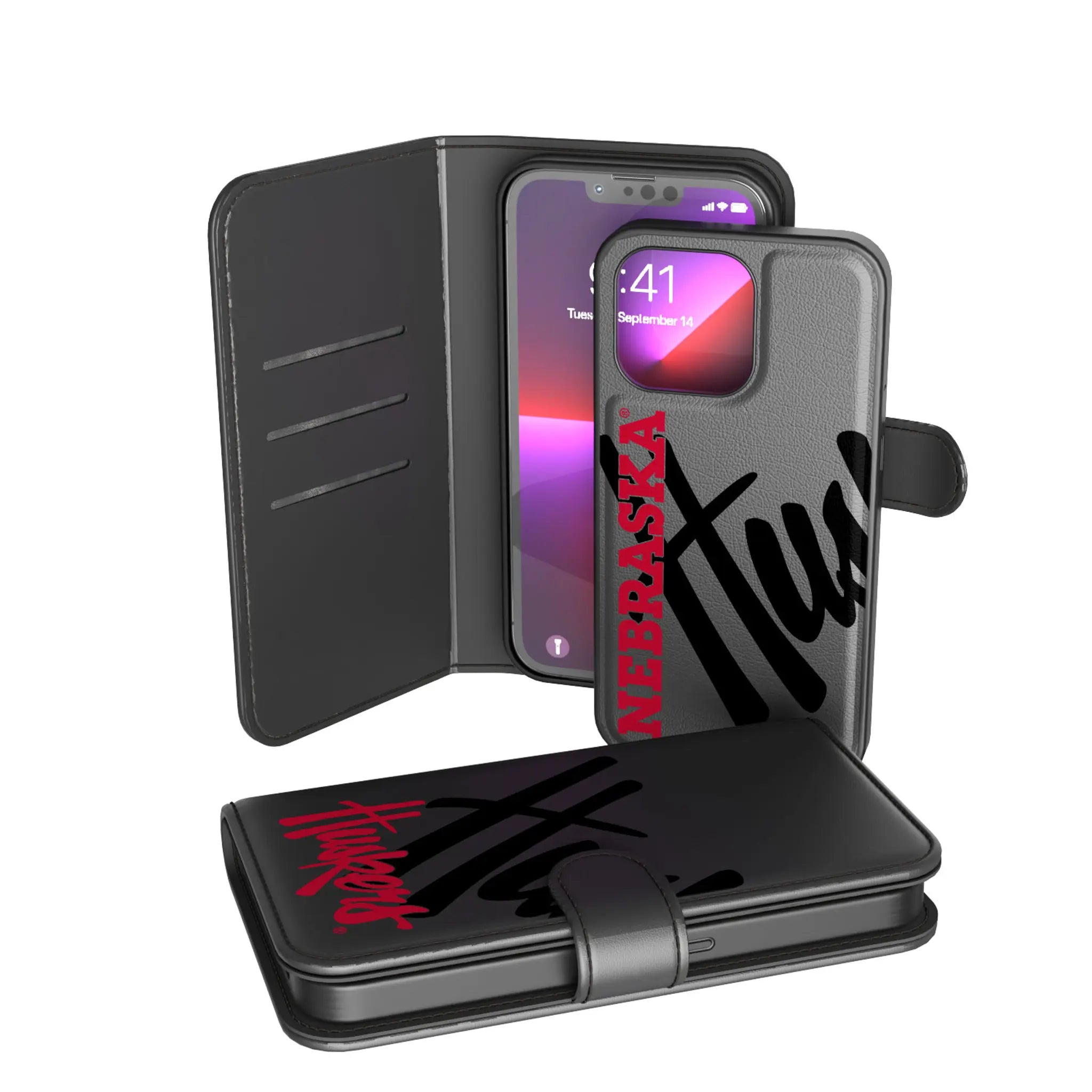 University of Nebraska Huskers Monocolor Tilt iPhone Wallet Phone Case for Apple iPhone