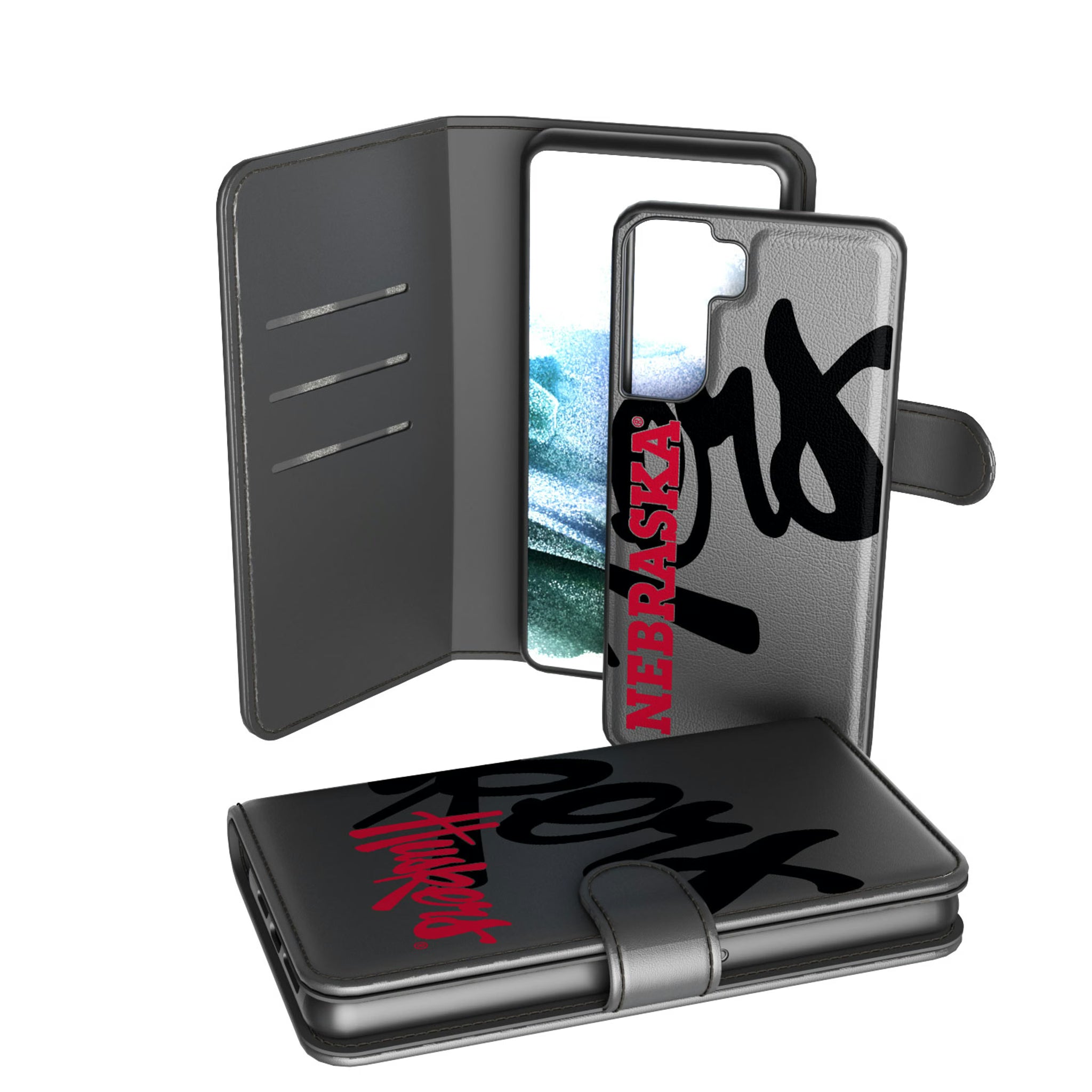 University of Nebraska Huskers Monocolor Tilt Galaxy Wallet Phone Case for Samsung Galaxy