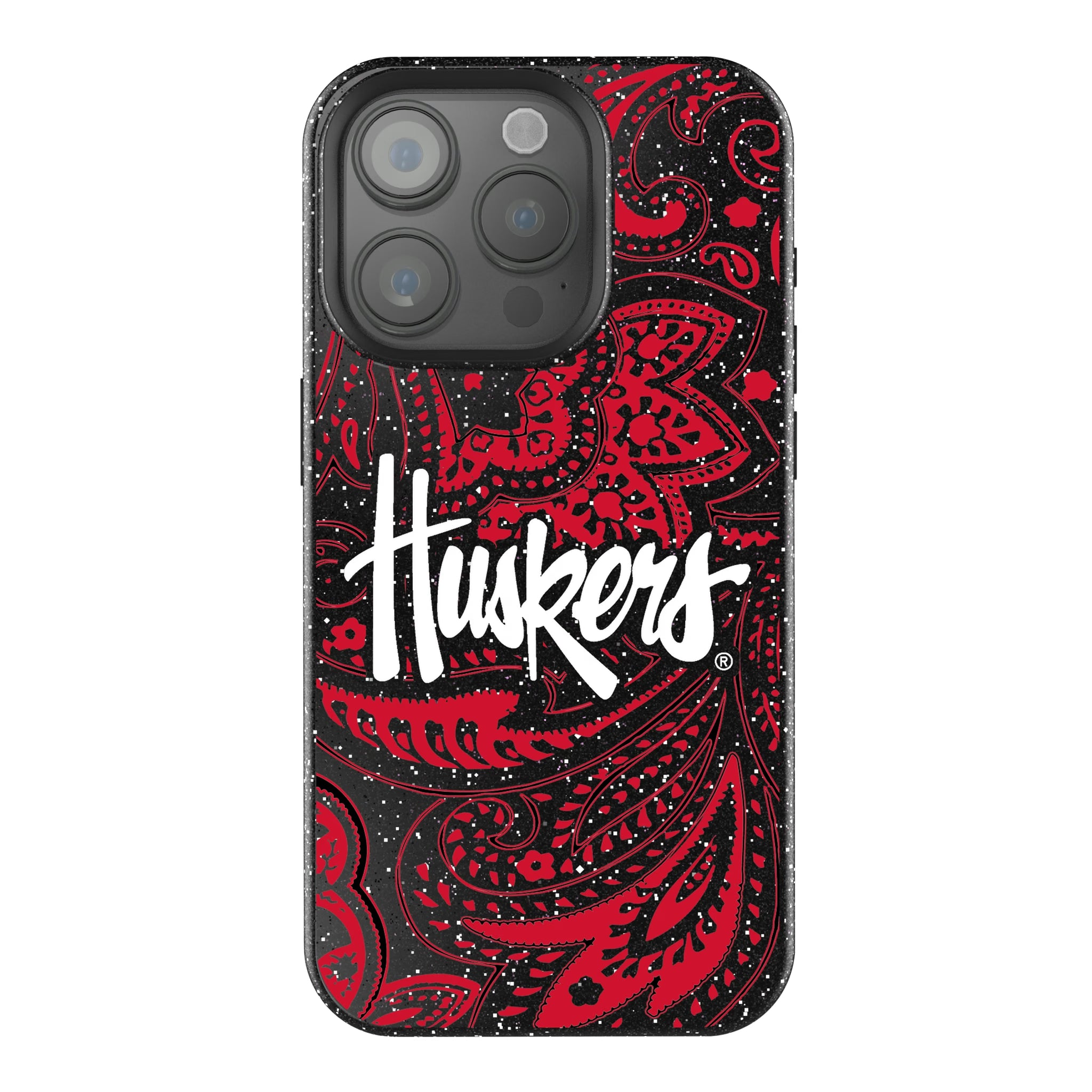 University of Nebraska Huskers Paisley iPhone Bling Phone Case for Apple iPhone