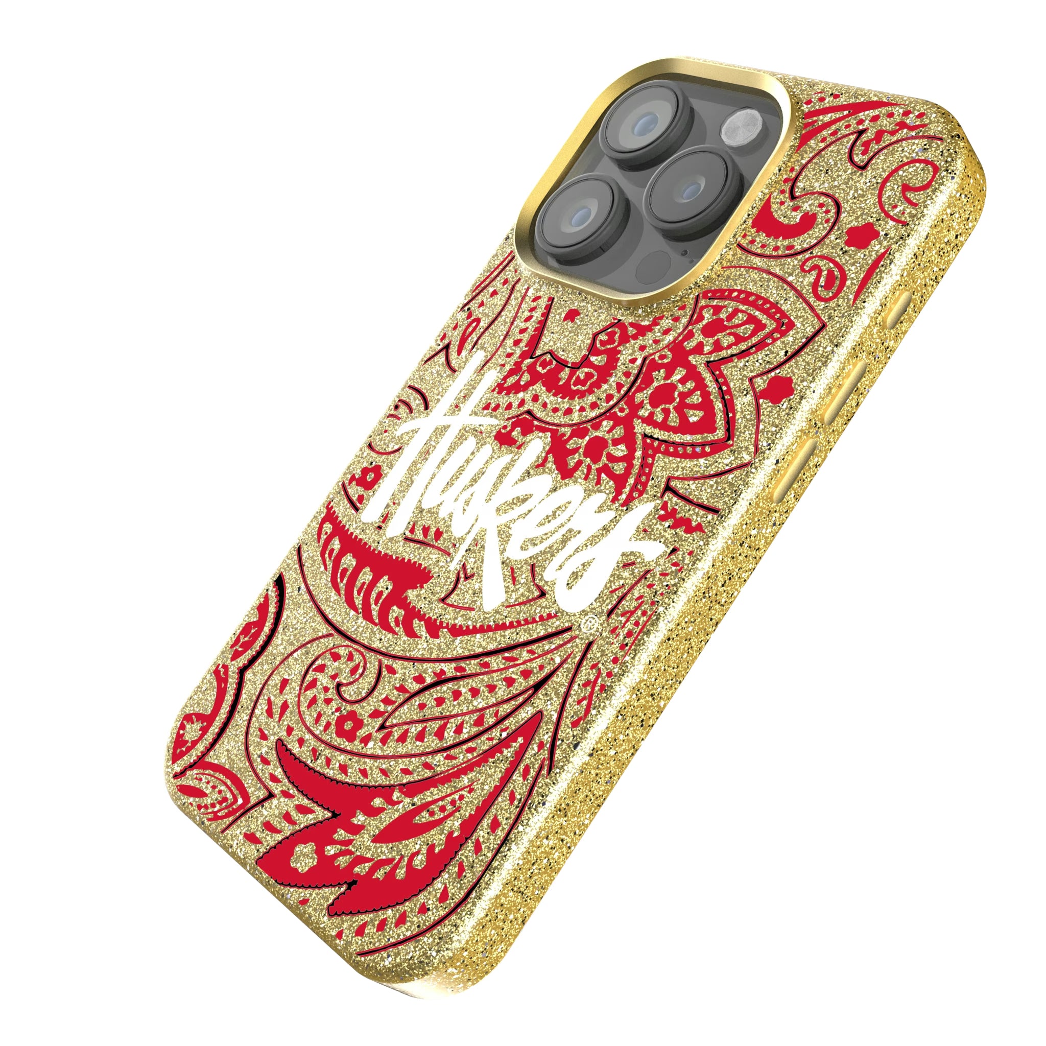 University of Nebraska Huskers Paisley iPhone Bling Phone Case for Apple iPhone - Isometric View