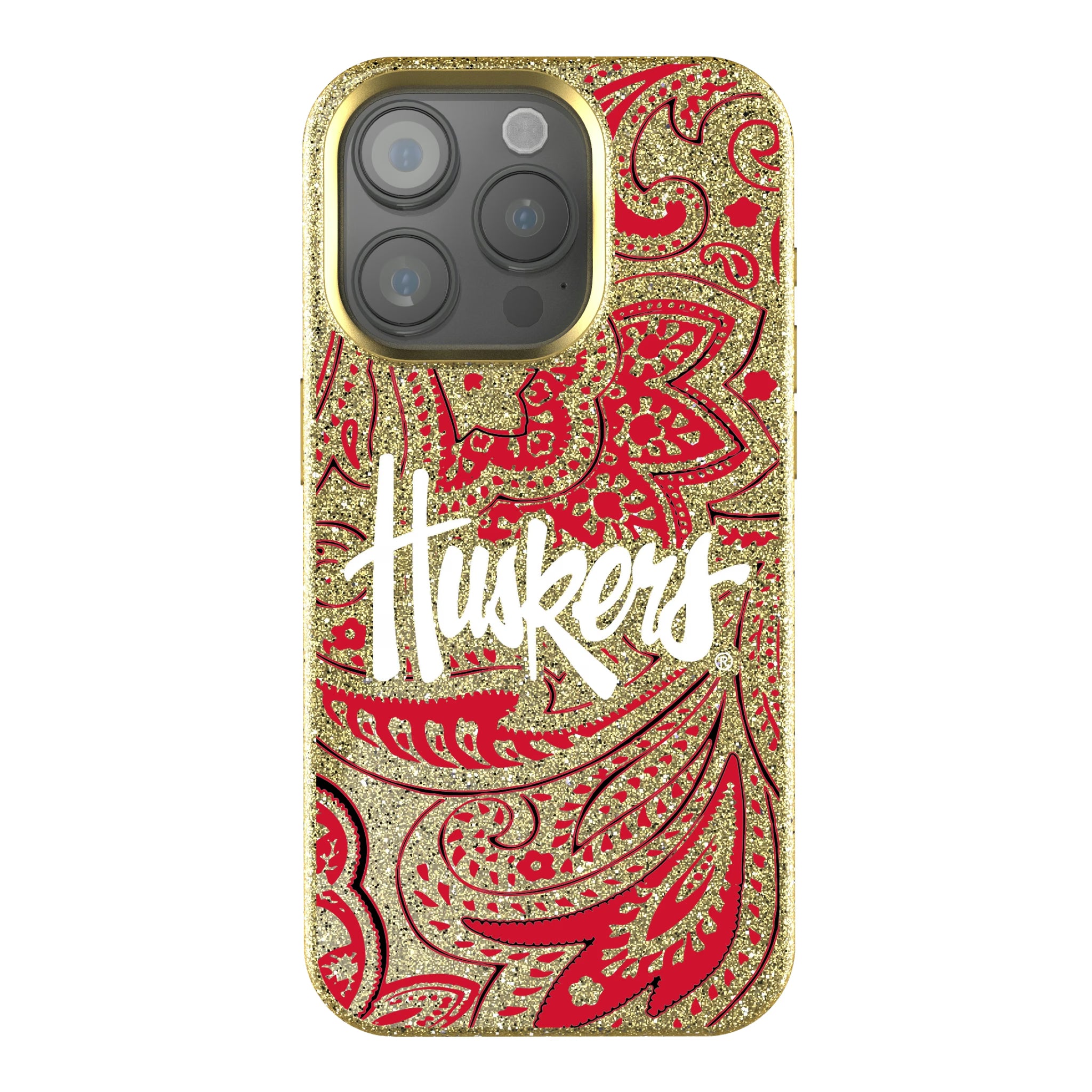 University of Nebraska Huskers Paisley iPhone Bling Phone Case for Apple iPhone