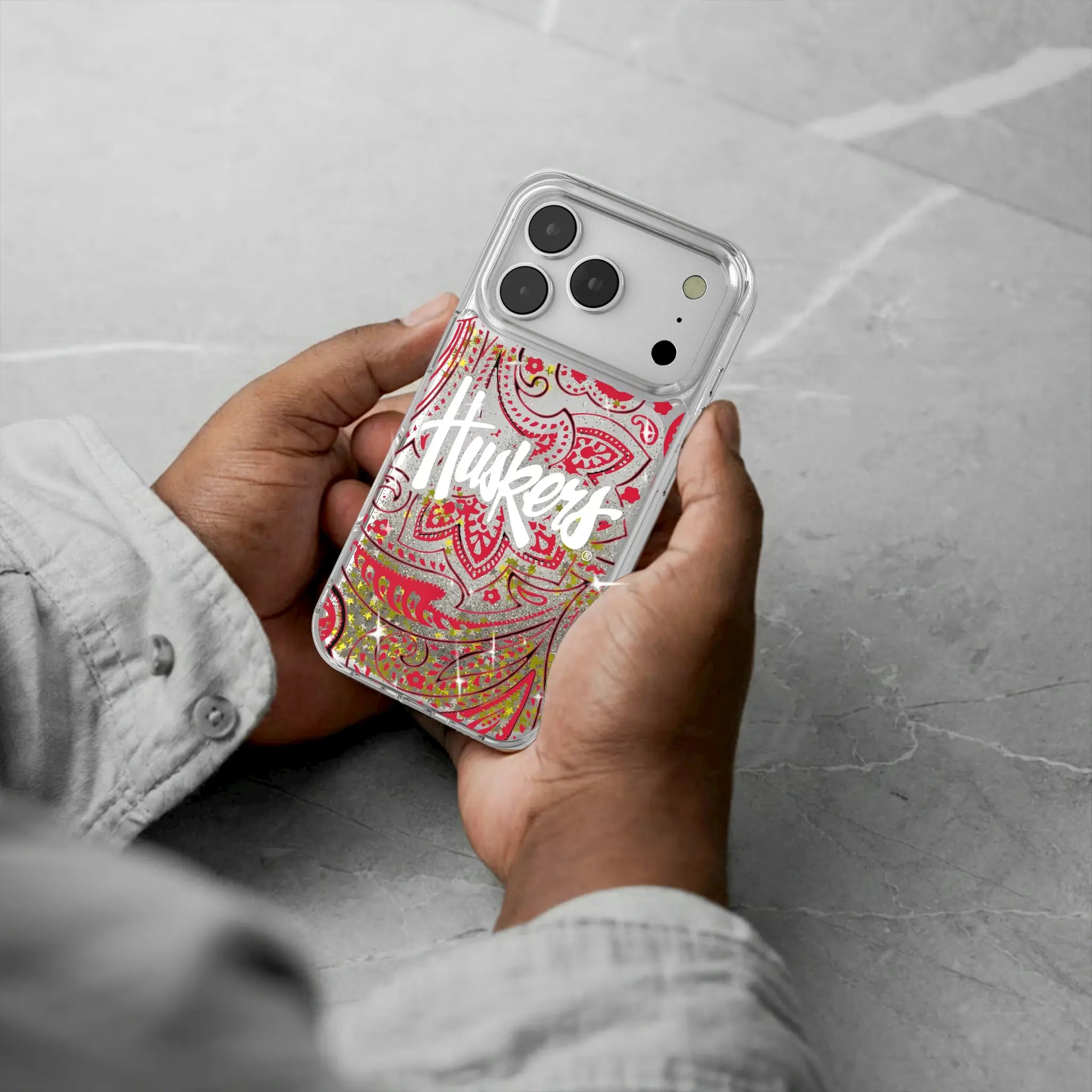 University of Nebraska Huskers Paisley iPhone Glitter Phone Case for Apple iPhone - Lifestyle