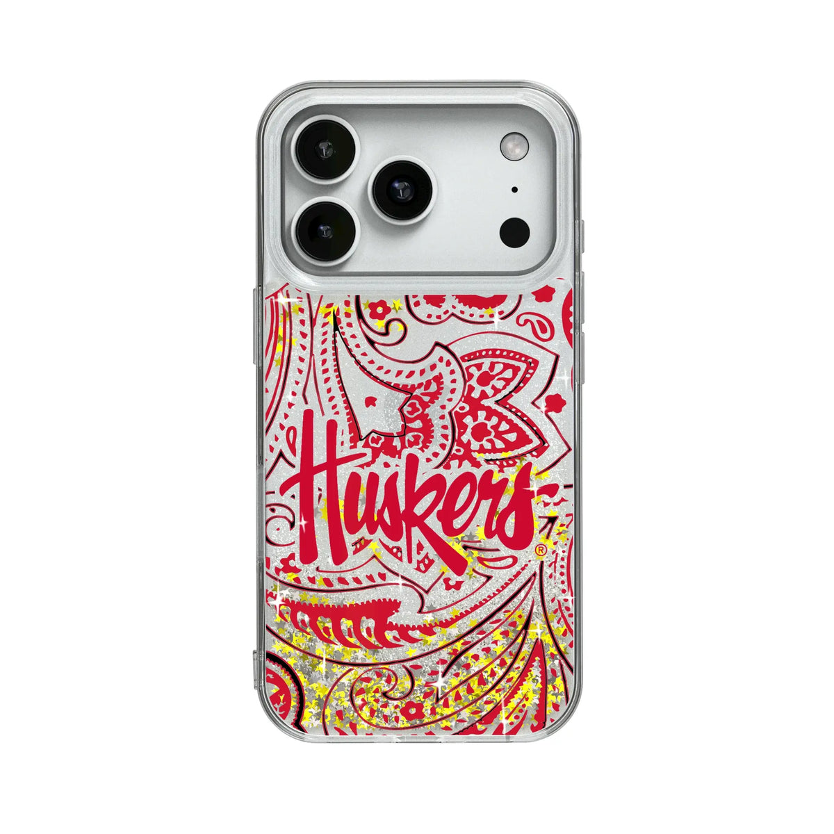 University of Nebraska Huskers Paisley Glitter Phone Case for Apple iPhone