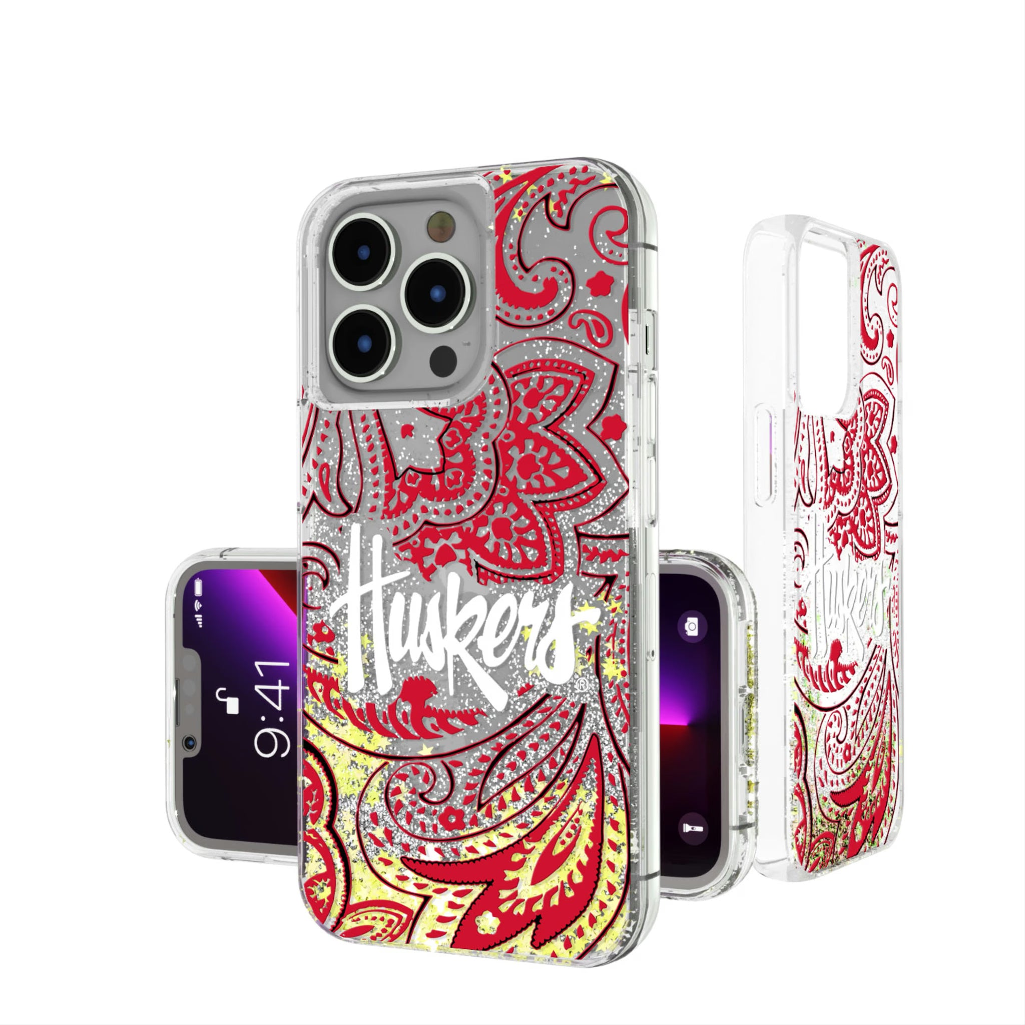 University of Nebraska Huskers Paisley iPhone Glitter Phone Case for Apple iPhone
