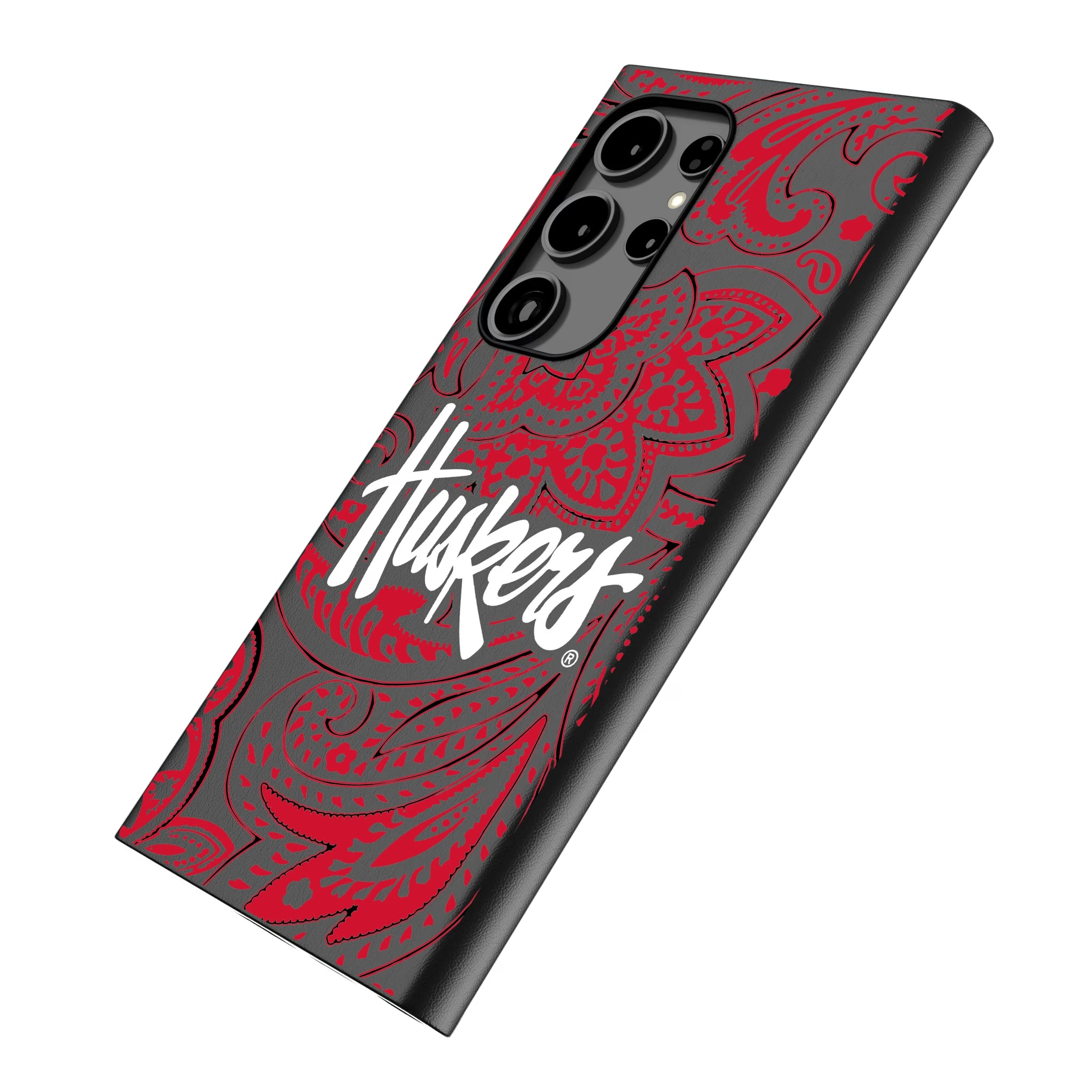 University of Nebraska Huskers Paisley Galaxy MagSafe Compatible Phone Case for Samsung Galaxy - Isometric View