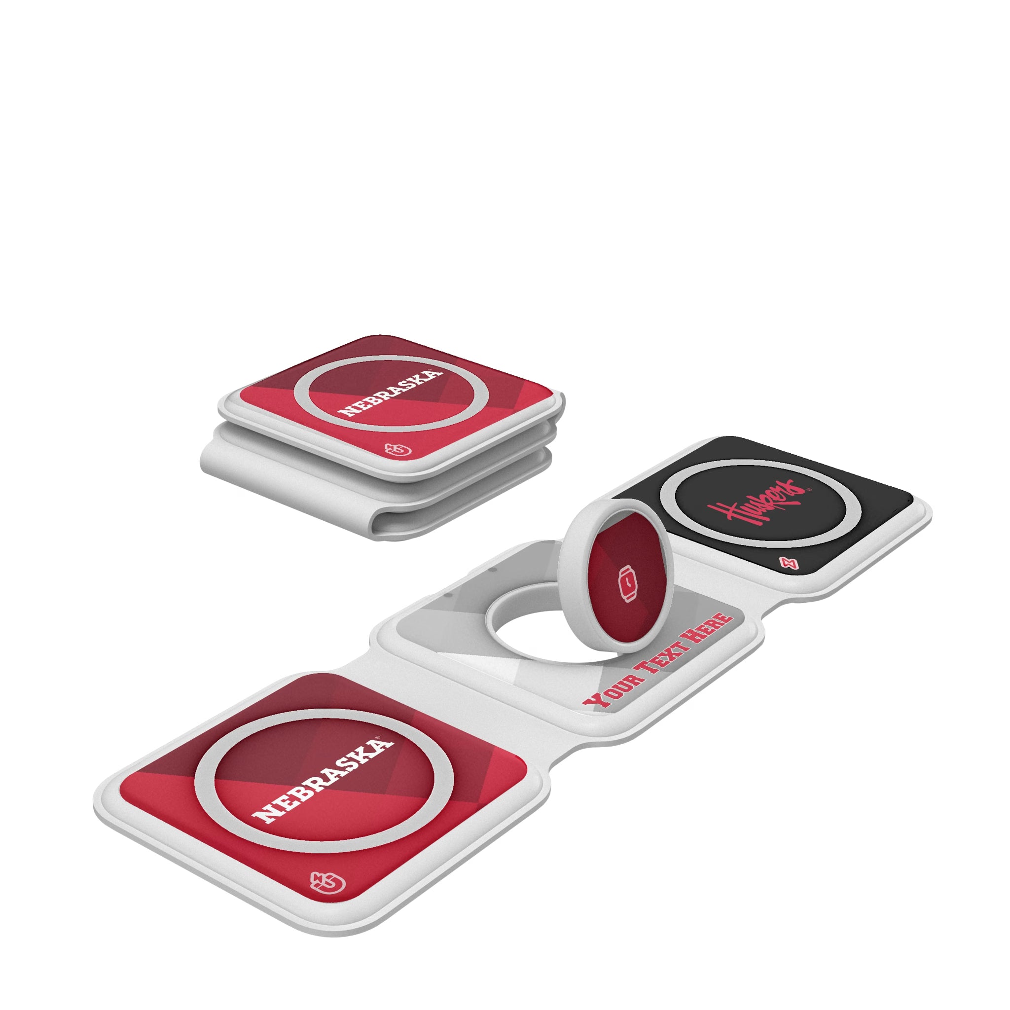 University of Nebraska Huskers Personalized Color Block Foldable 3 in 1 Charger