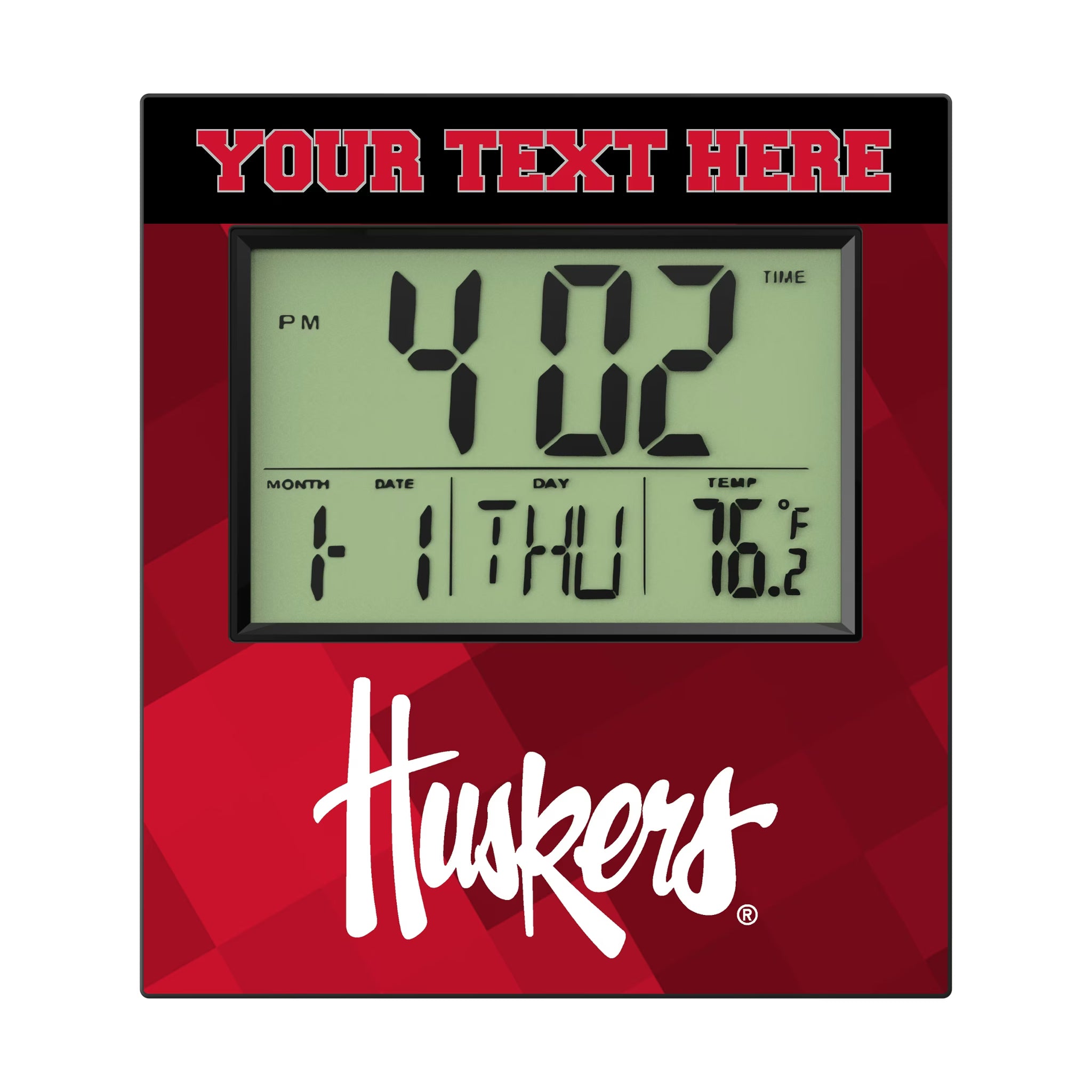 University of Nebraska Huskers Personalized Color Block Wall Clock