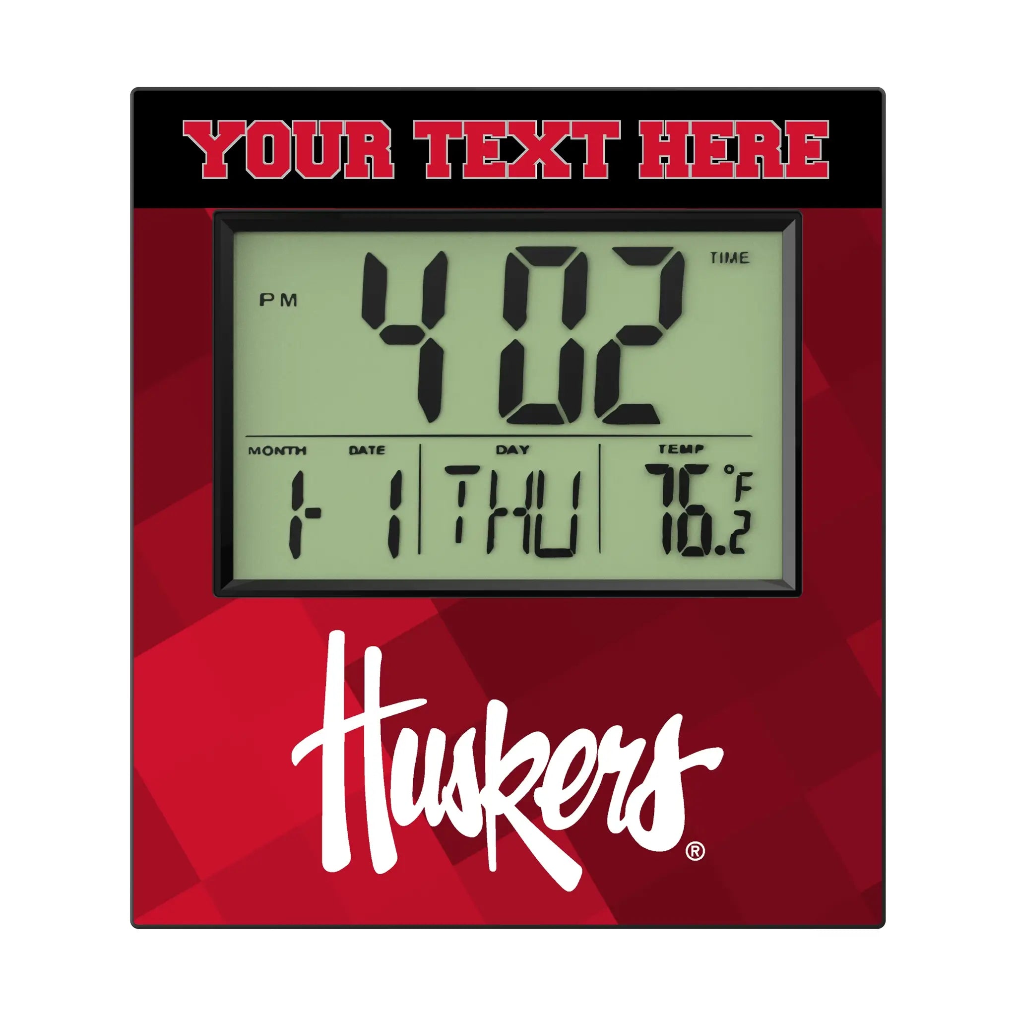 University of Nebraska Huskers Personalized Color Block Wall Clock