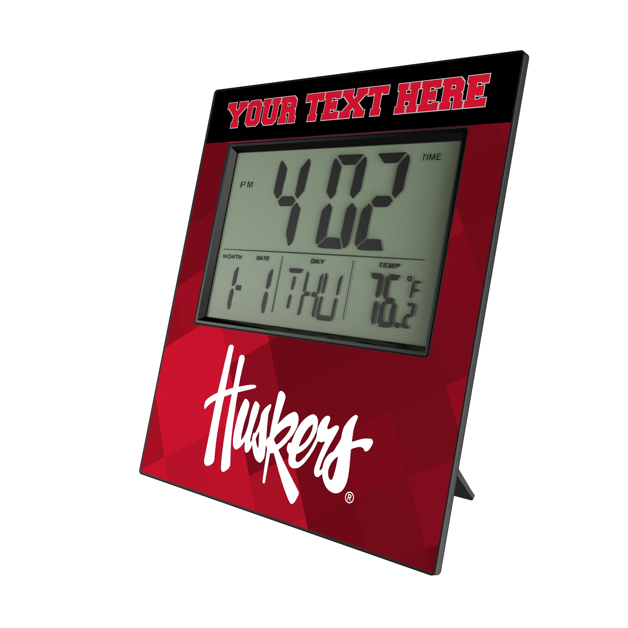 University of Nebraska Huskers Personalized Color Block Wall Clock