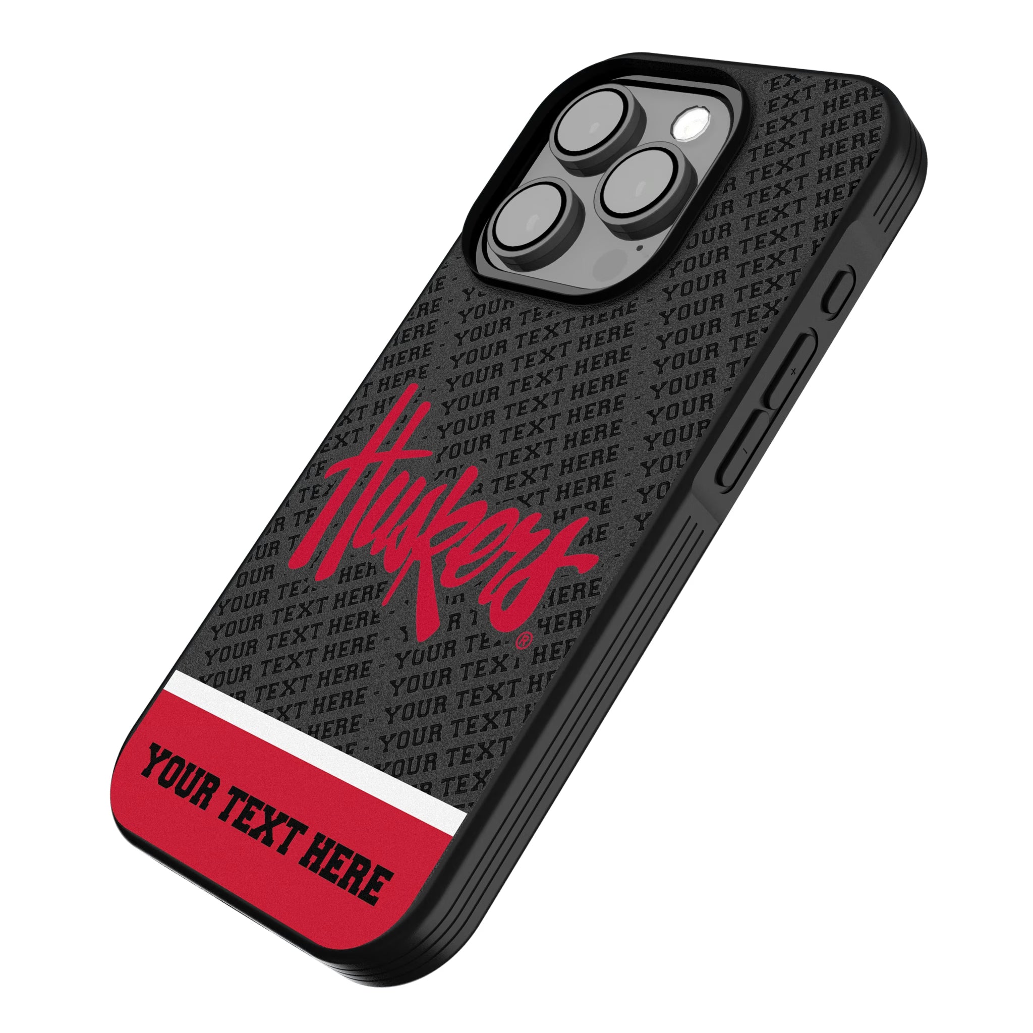 University of Nebraska Huskers Personalized EndZone Plus iPhone Bump Phone Case for Apple iPhone - Isometric View