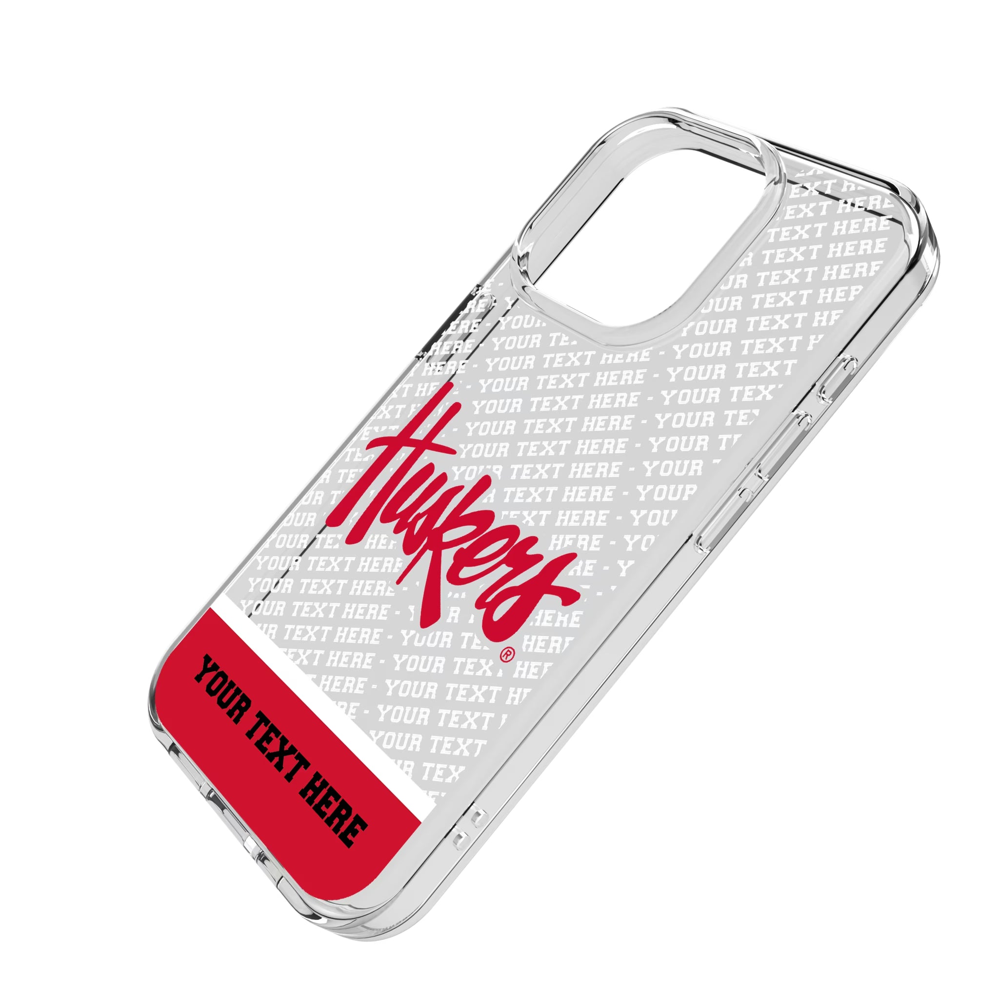University of Nebraska Huskers Personalized EndZone Plus iPhone Clear Phone Case for Apple iPhone - Isometric View