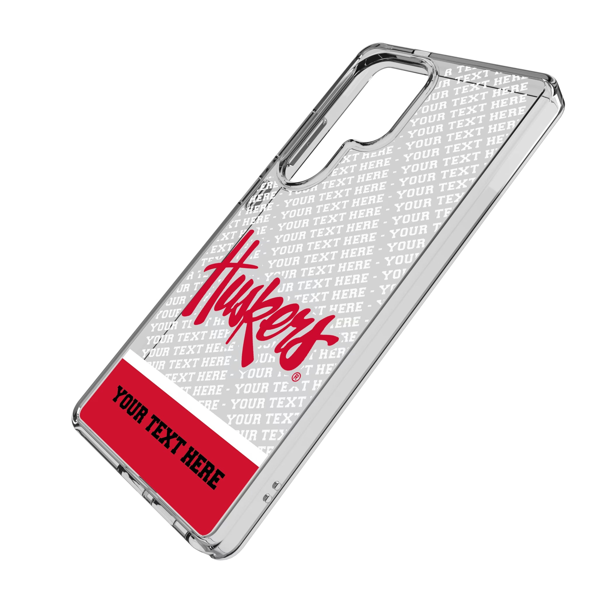 University of Nebraska Huskers Personalized EndZone Plus Galaxy Clear Phone Case for Samsung Galaxy - Isometric View