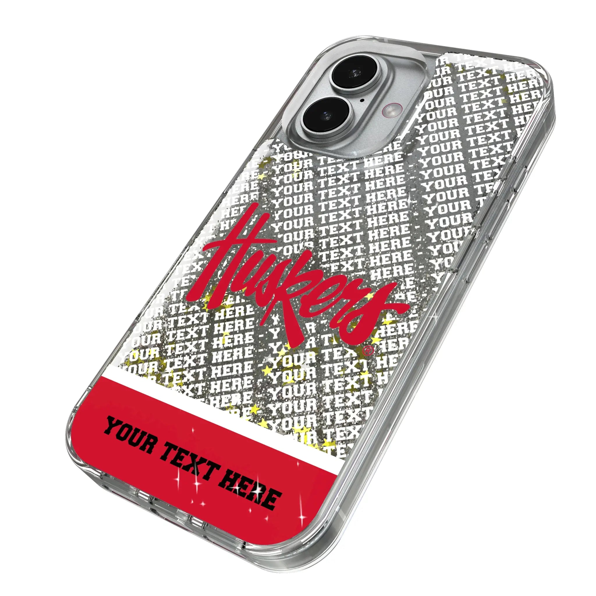 University of Nebraska Huskers Personalized EndZone Plus iPhone Glitter Phone Case for Apple iPhone - Isometric View