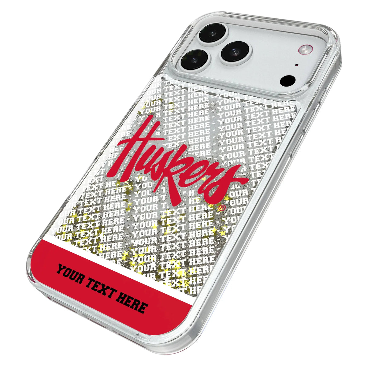 University of Nebraska Huskers Personalized EndZone Plus iPhone Glitter Phone Case for Apple iPhone - Isometric View#Device_iPhone 18 Pro Max