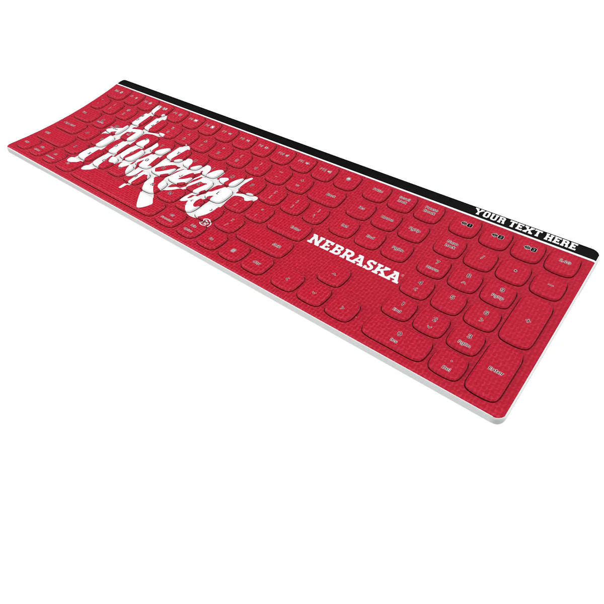 University of Nebraska Huskers Personalized Endzone Solid KKB605 Curved Wireless Keyboard - Isometric View