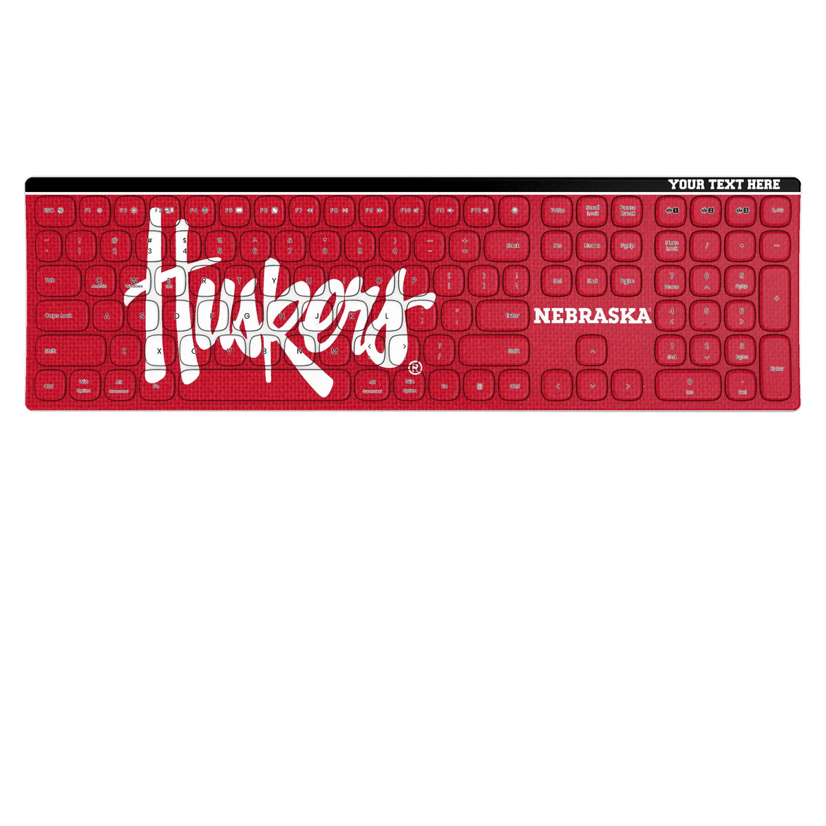 University of Nebraska Huskers Personalized Endzone Solid KKB605 Curved Wireless Keyboard