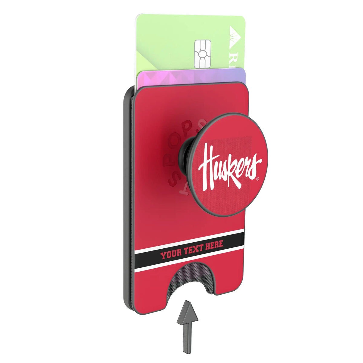 University of Nebraska Huskers Personalized Endzone Solid Popsockets Wallet Magnetic - Detail