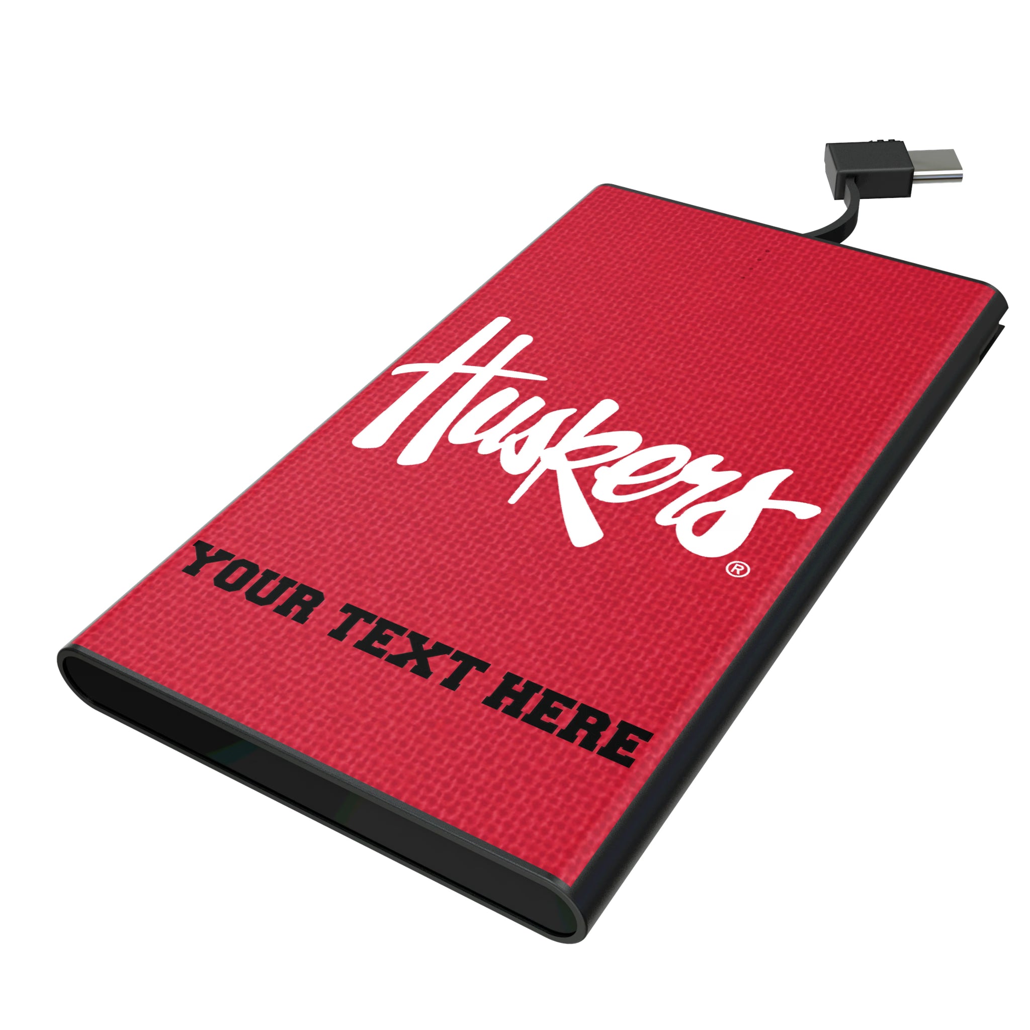 University of Nebraska Huskers Personalized Solid 5000mAh Flat Powerbank