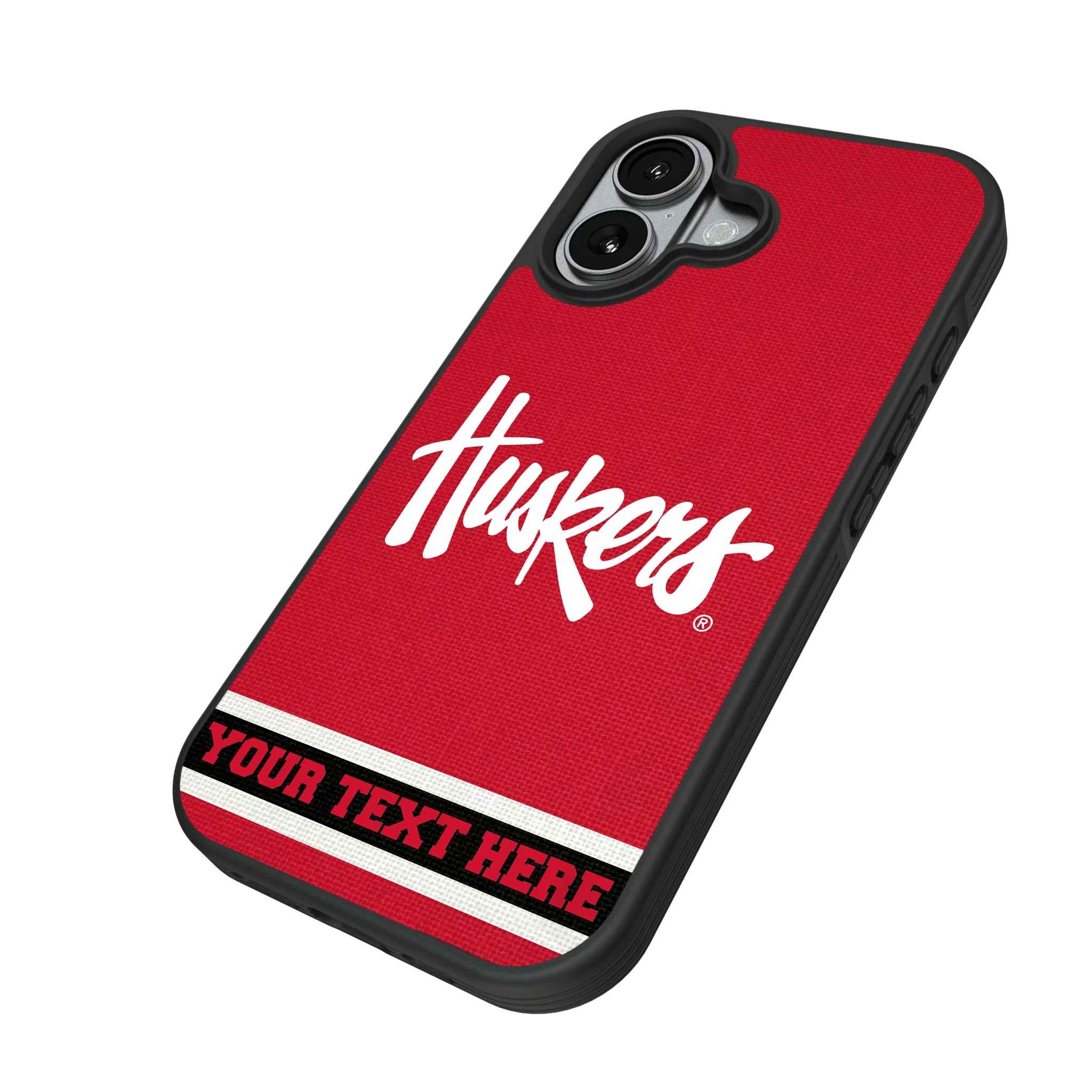 University of Nebraska Huskers Personalized Stripe iPhone Bump Phone Case for Apple iPhone - Isometric View#Device_iPhone 17
