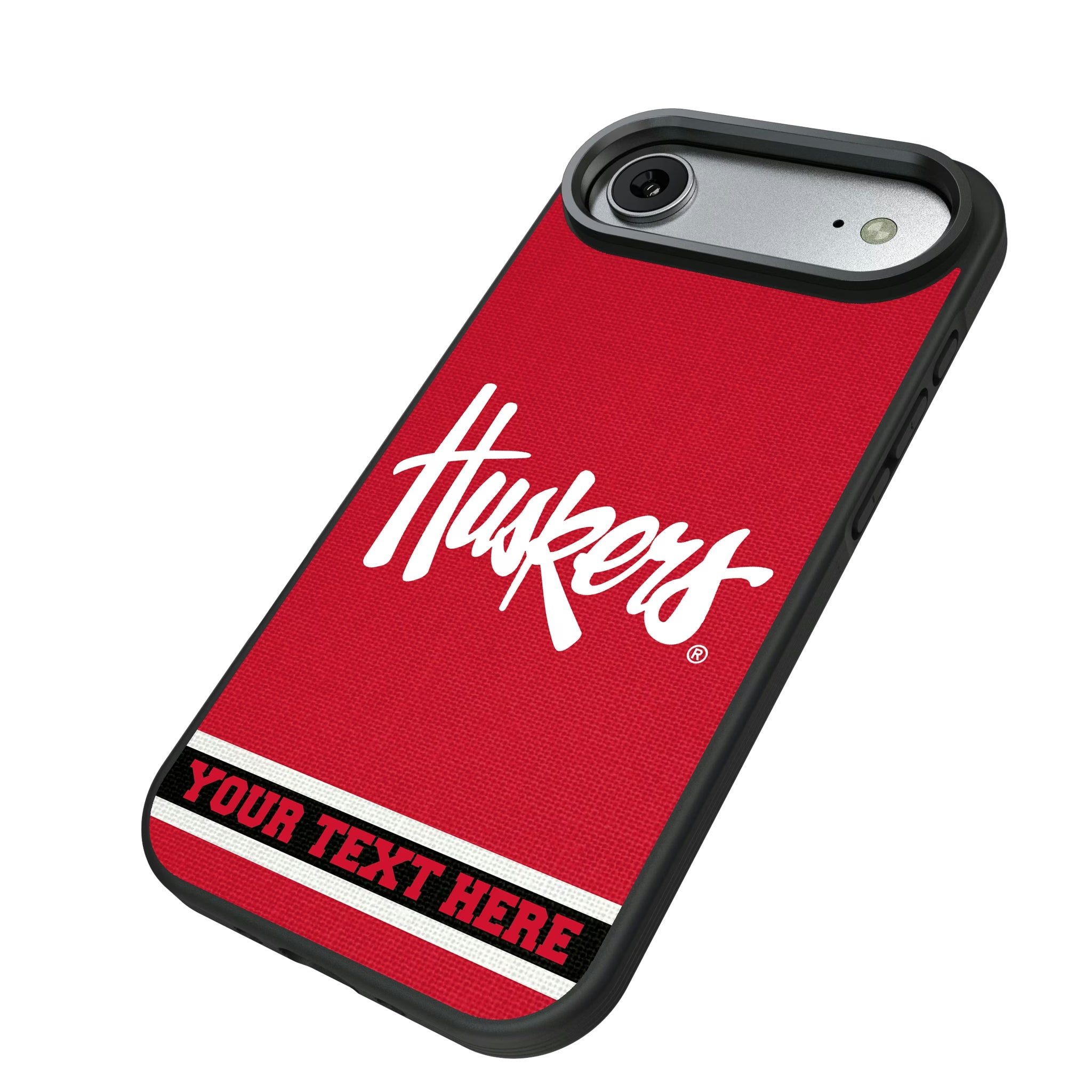 University of Nebraska Huskers Personalized Stripe iPhone Bump Phone Case for Apple iPhone - Isometric View#Device_iPhone Air