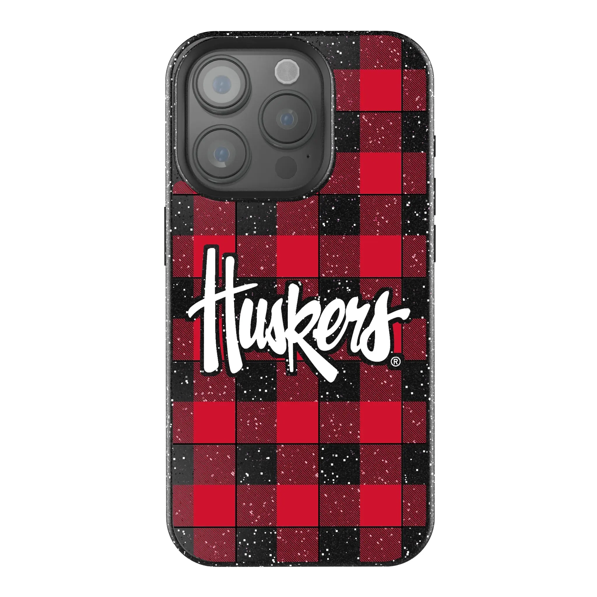 University of Nebraska Huskers Plaid iPhone Bling Phone Case for Apple iPhone