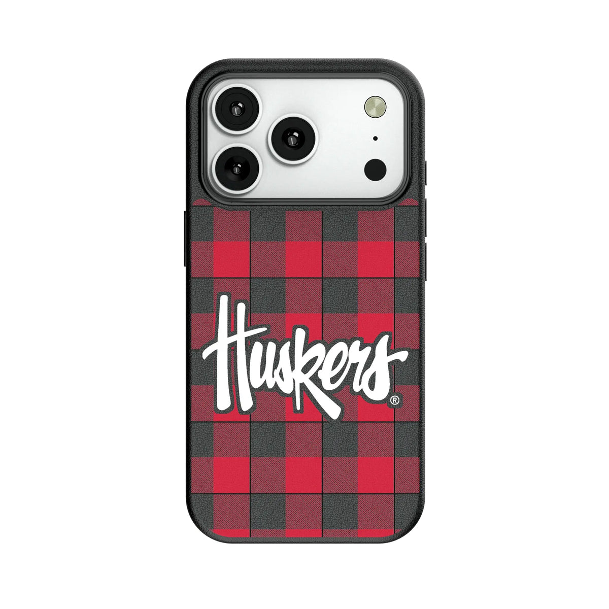 University of Nebraska Huskers Plaid MagSafe Compatible Phone Case for Apple iPhone