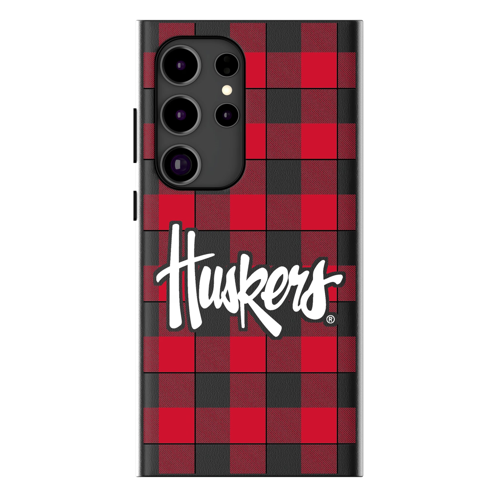 University of Nebraska Huskers Plaid Galaxy MagSafe Compatible Phone Case for Samsung Galaxy