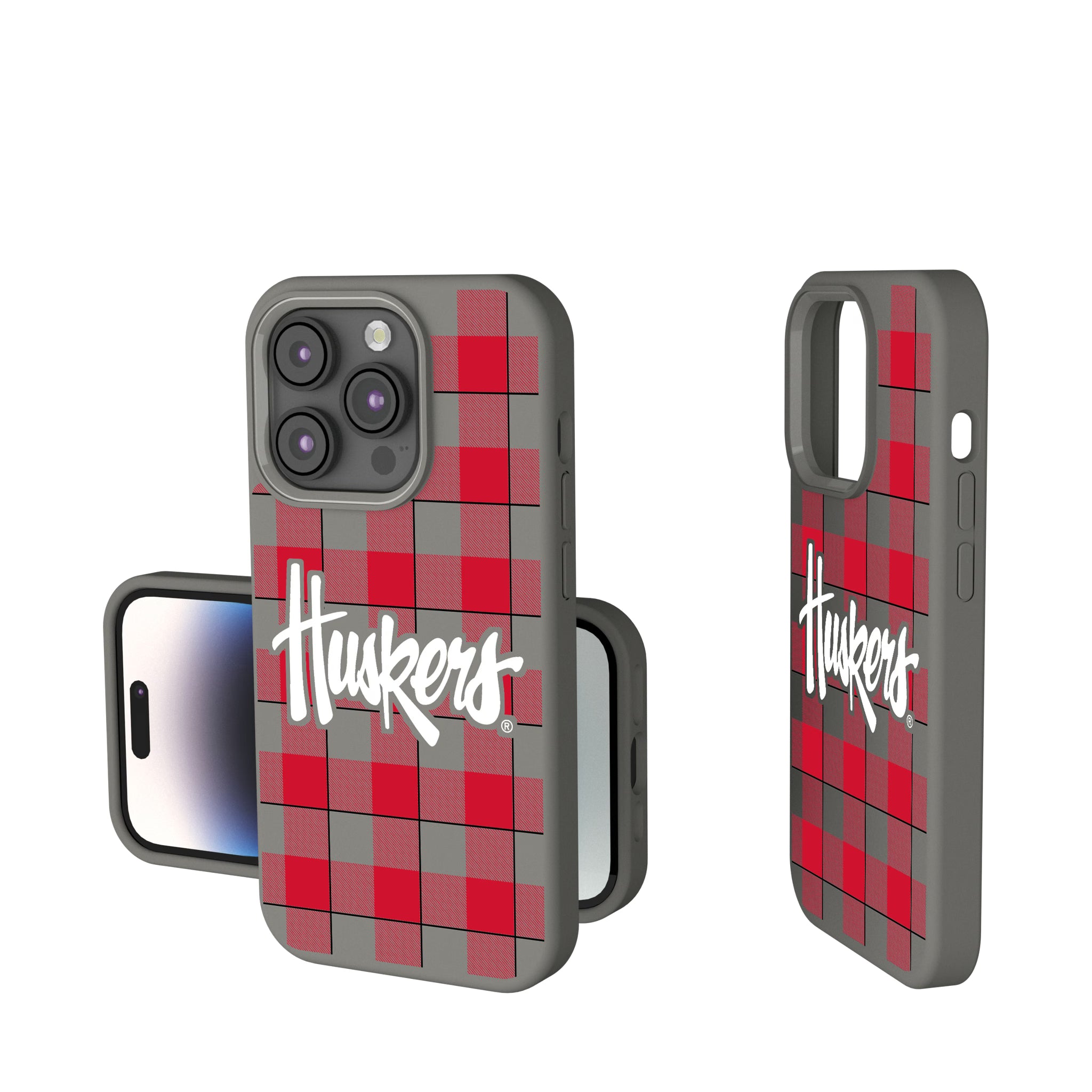 University of Nebraska Huskers Plaid iPhone Soft Touch Phone Case for Apple iPhone