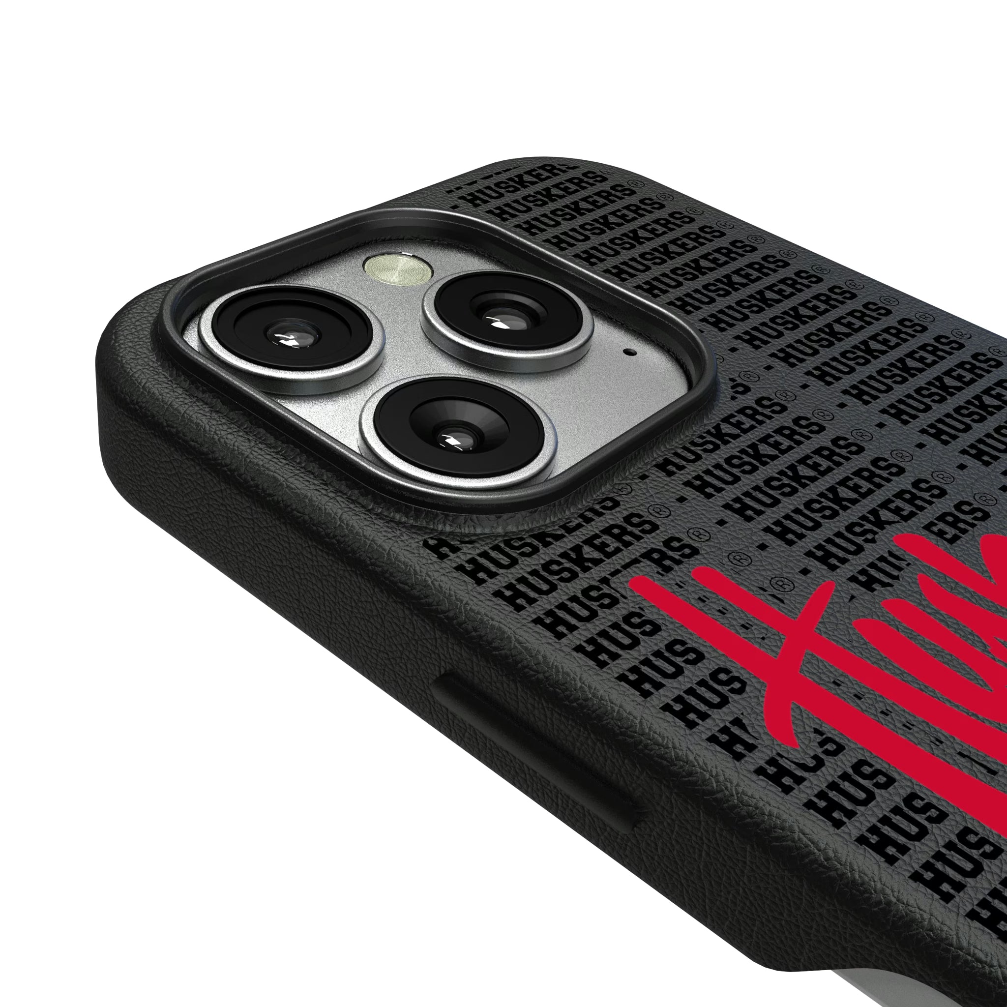 University of Nebraska Huskers Text Backdrop iPhone MagSafe Compatible Phone Case for Apple iPhone - Detail