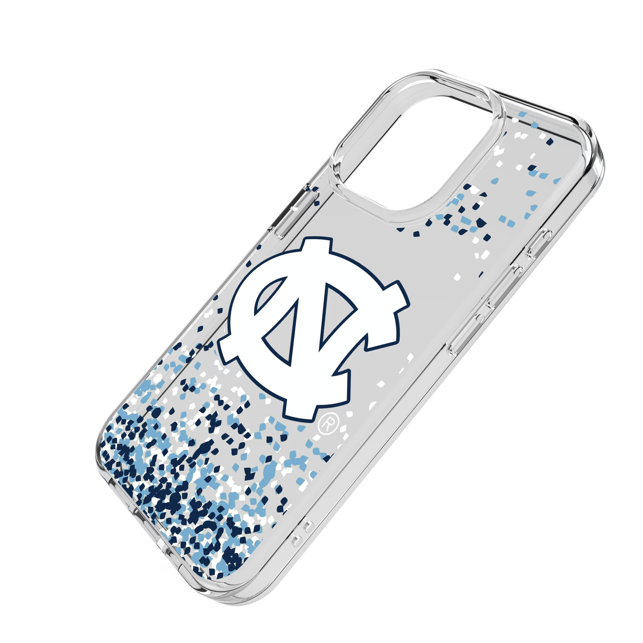 University of North Carolina Tar Heels Confetti iPhone Clear Phone Case for Apple iPhone - Isometric View
