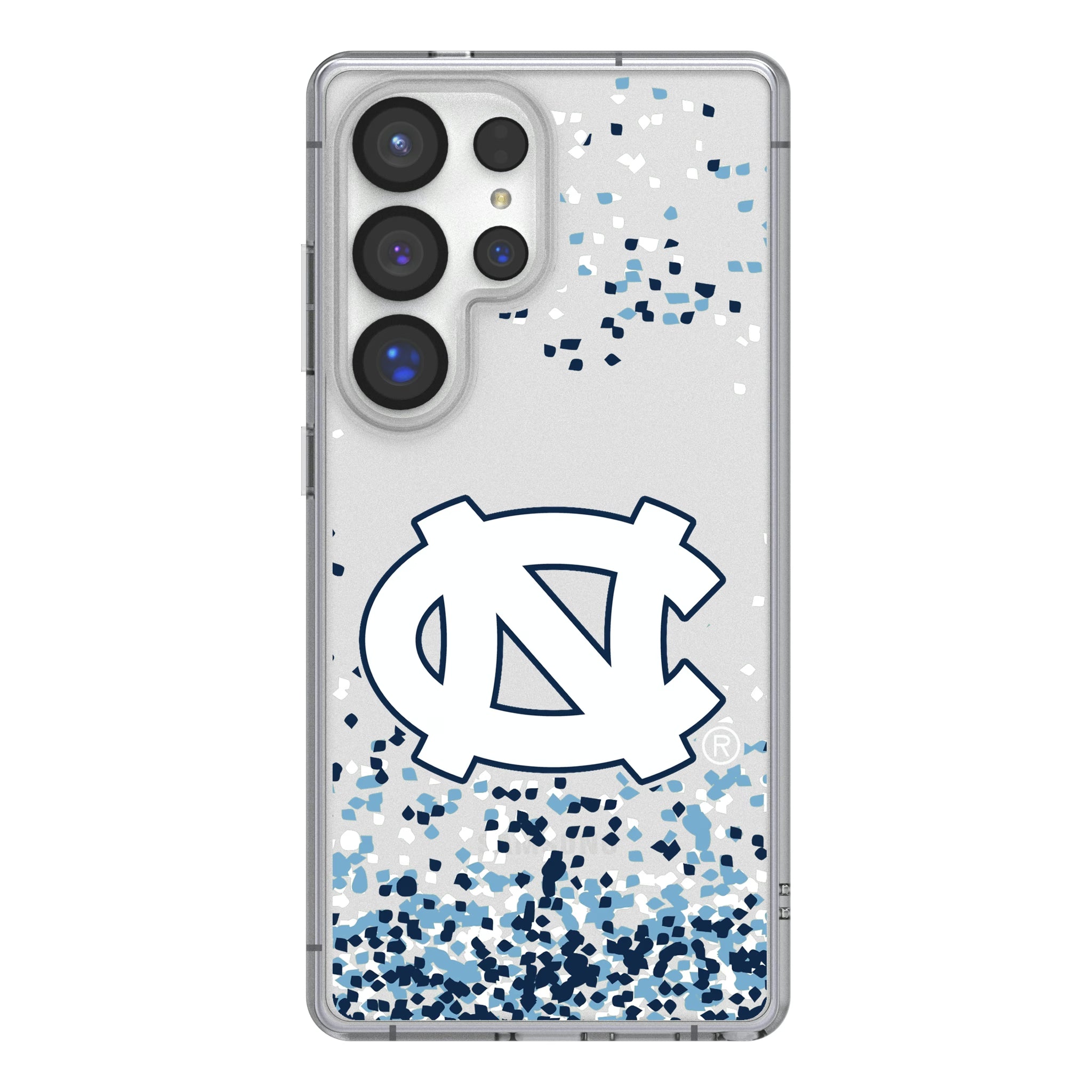 University of North Carolina Tar Heels Confetti Galaxy Clear Phone Case for Samsung Galaxy