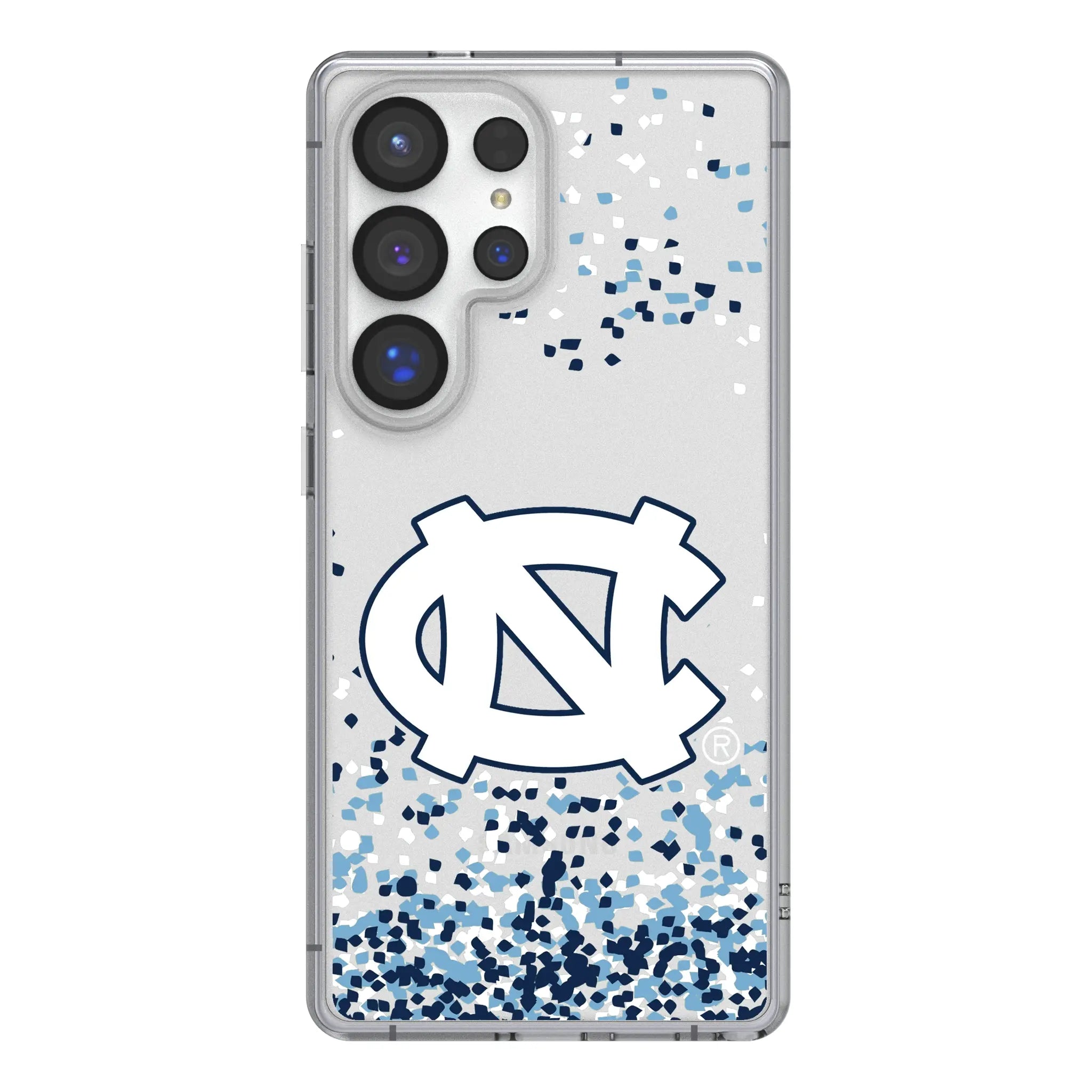 University of North Carolina Tar Heels Confetti Galaxy Clear Phone Case for Samsung Galaxy#Device_Galaxy S25 Ultra
