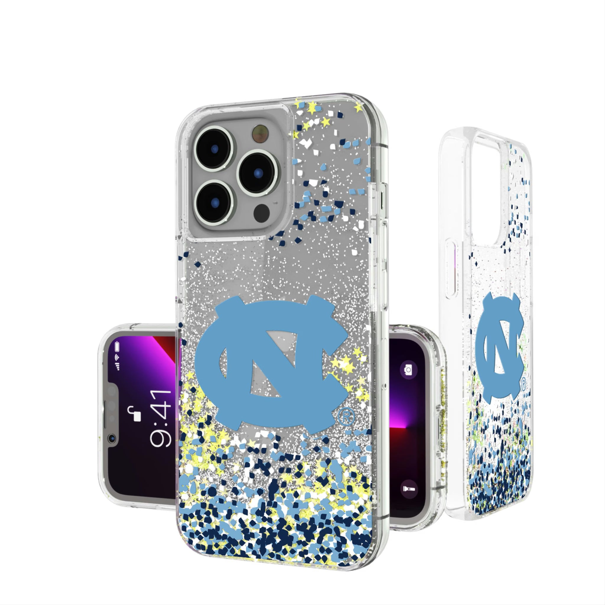 University of North Carolina Tar Heels Confetti iPhone Glitter Phone Case for Apple iPhone
