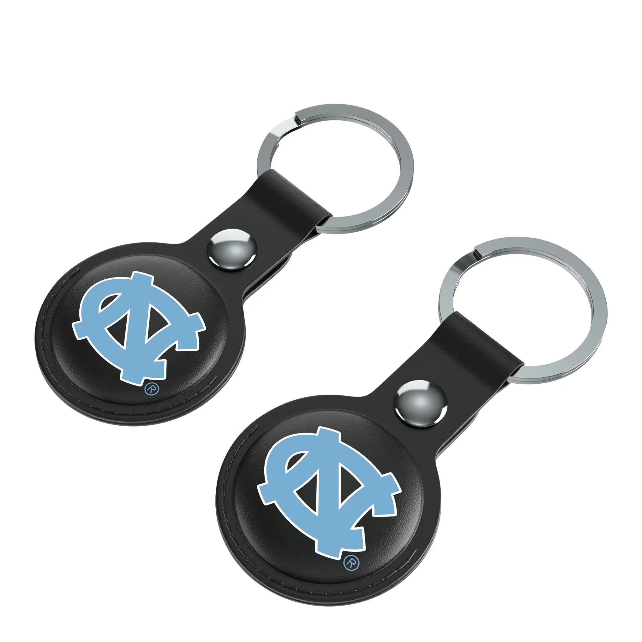 University of North Carolina Tar Heels Insignia AirTag Black Airtag Holder 2-Pack - Isometric View