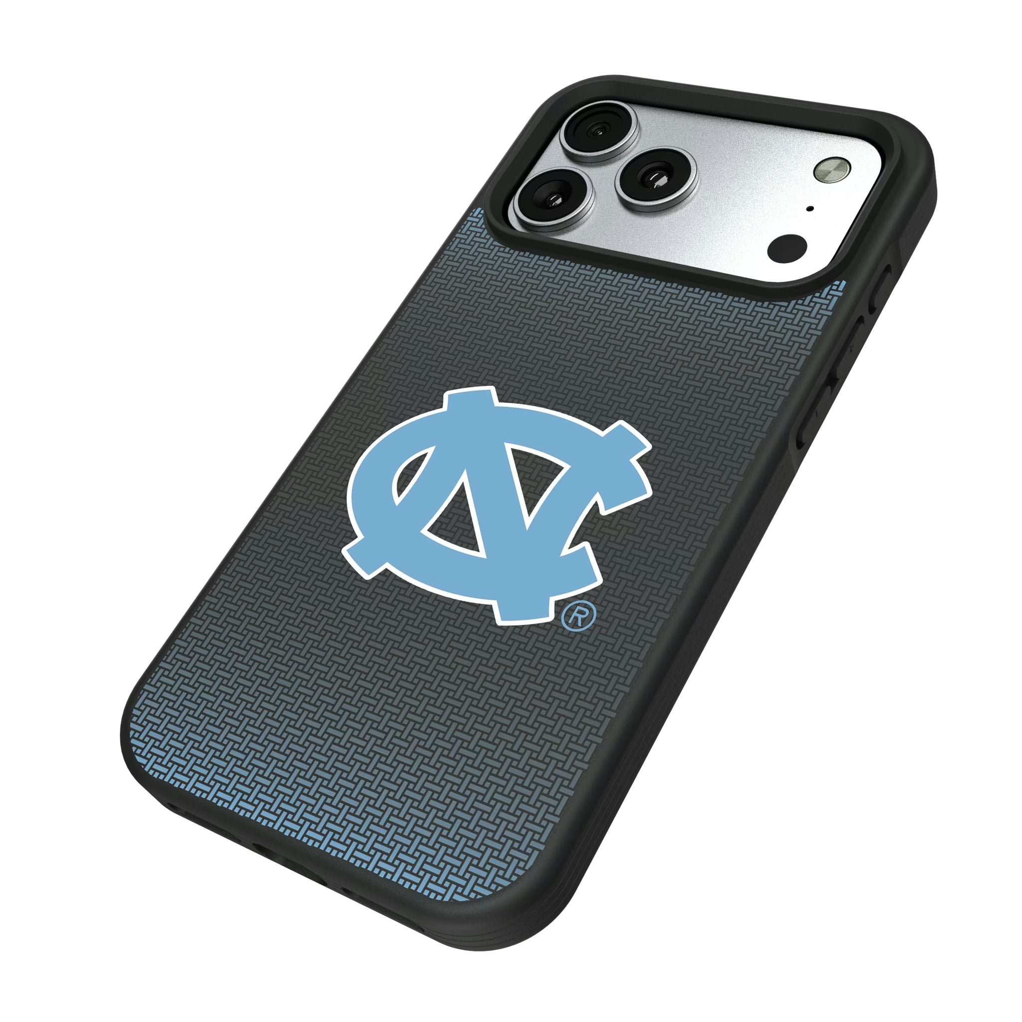 University of North Carolina Tar Heels Linen iPhone Bump Phone Case for Apple iPhone - Isometric View#Device_iPhone 17 Pro Max