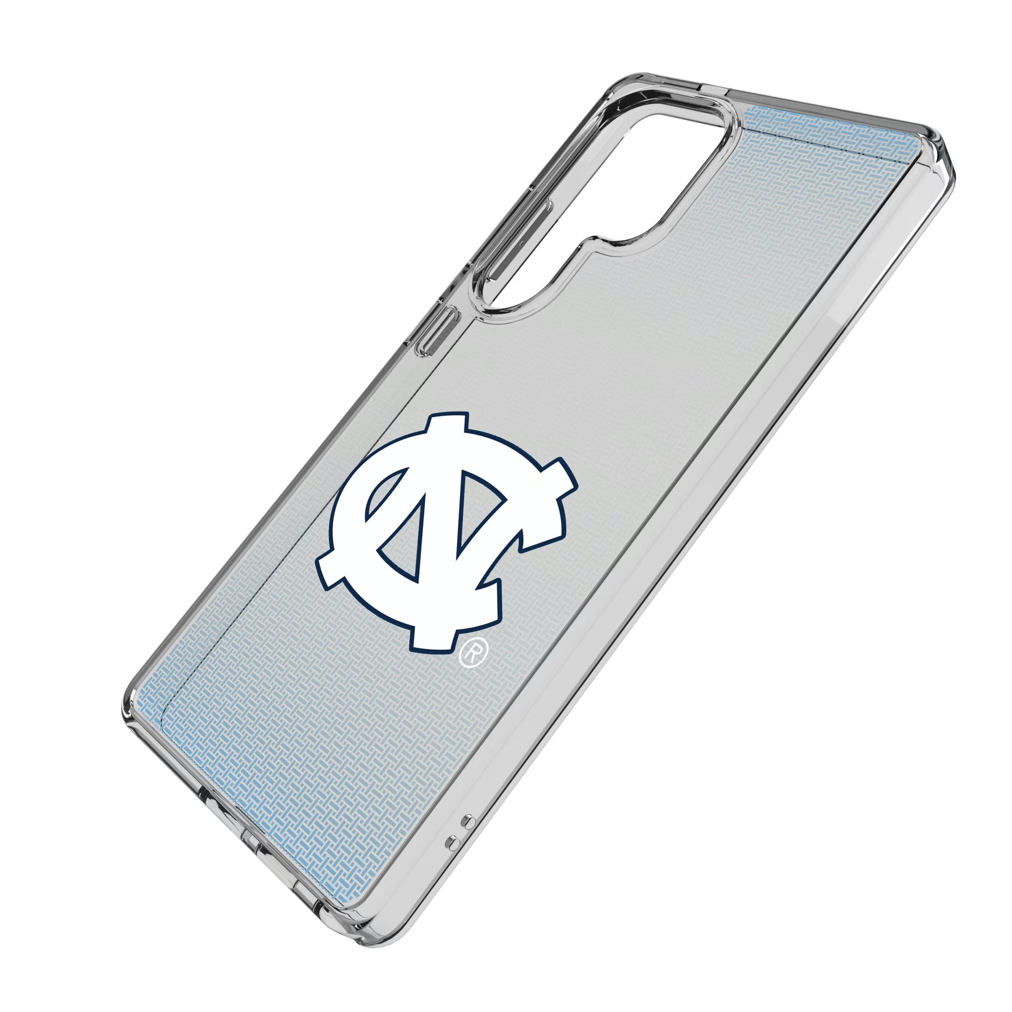 University of North Carolina Tar Heels Linen Galaxy Clear Phone Case for Samsung Galaxy - Isometric View