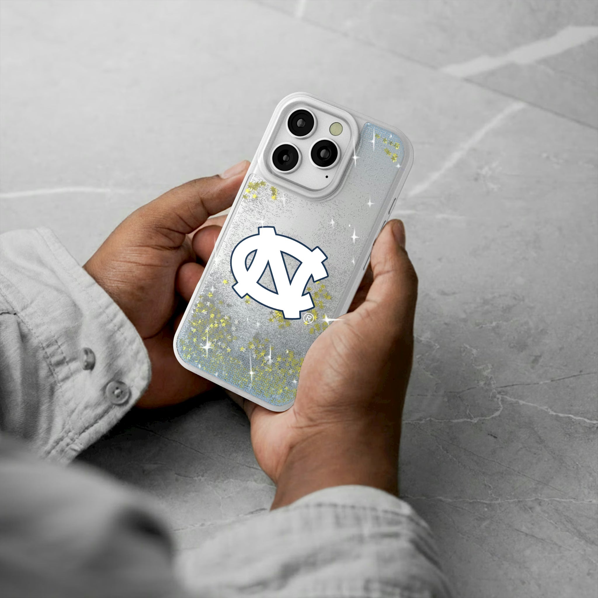 University of North Carolina Tar Heels Linen iPhone Glitter Phone Case for Apple iPhone - Lifestyle#Device_iPhone 16 Pro